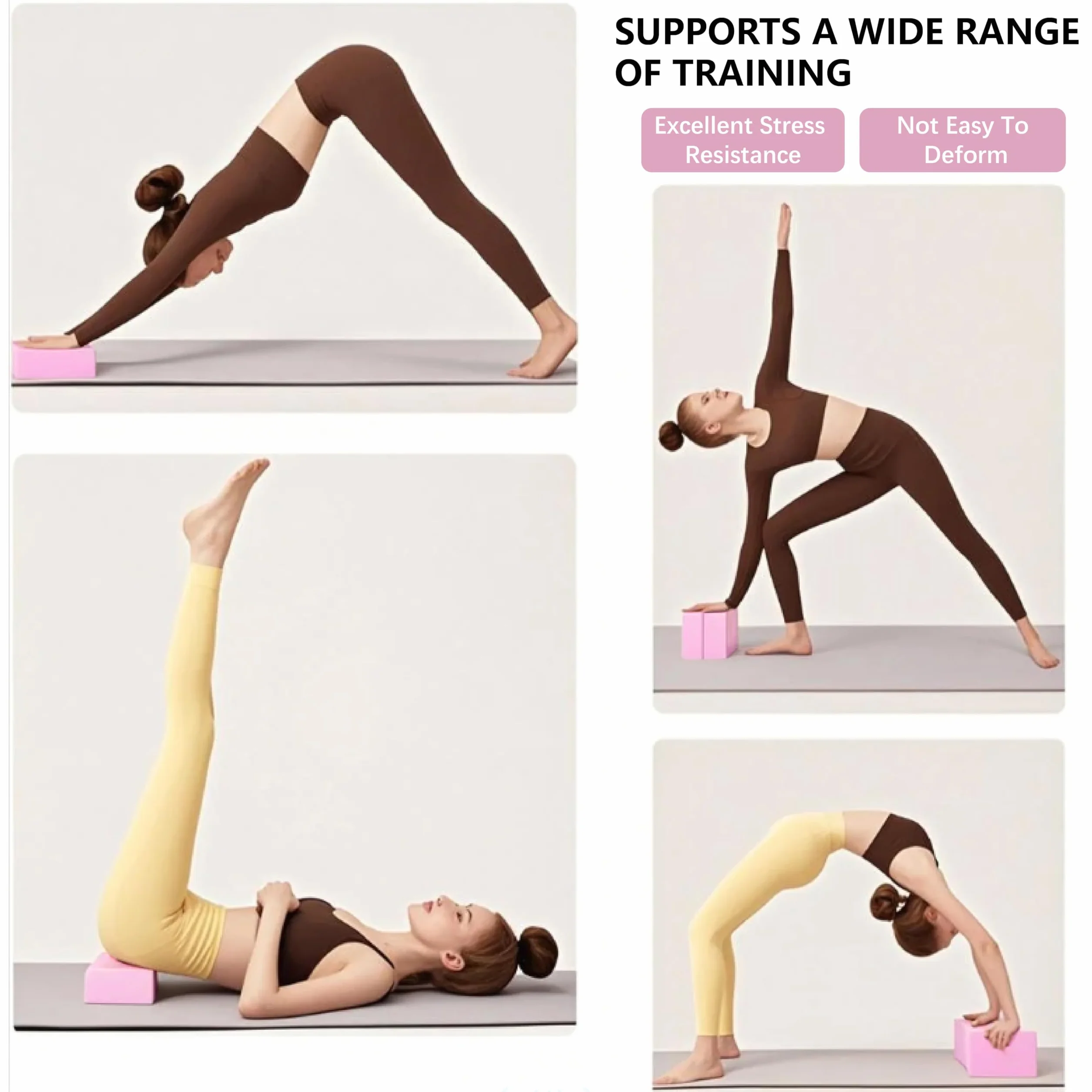 MAOMUN 6 Brique Yoga Brique De Yoga avec Elastique Musculation et Sangle, Antidérapants Ensemble Bloc Block Bloc Mousse, Doux Et Légers Kit pour Equilibre Etirement Pilates