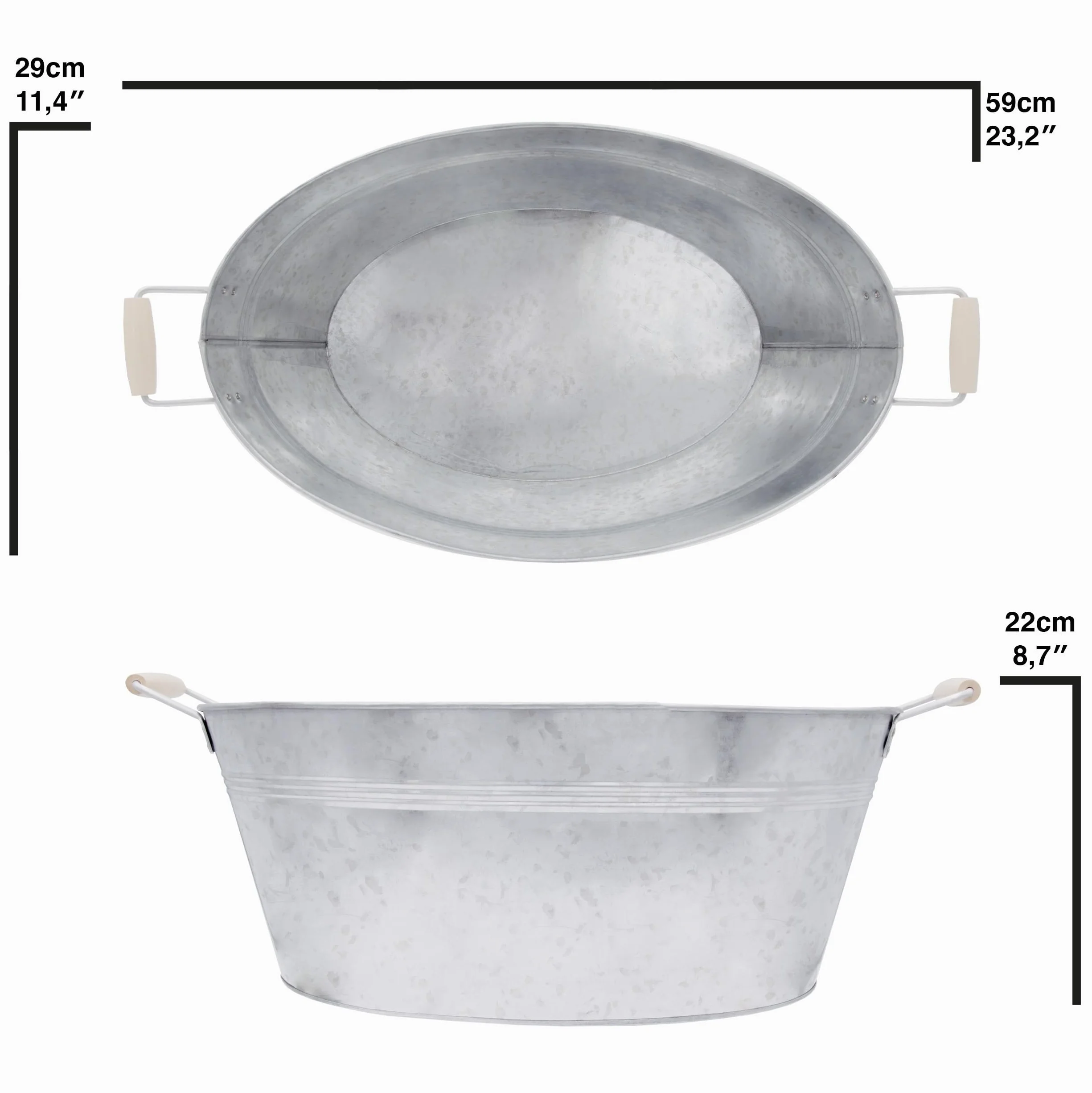 Baignoire galvanisée Bol à planter Mini étang Décoration jardin extérieur
