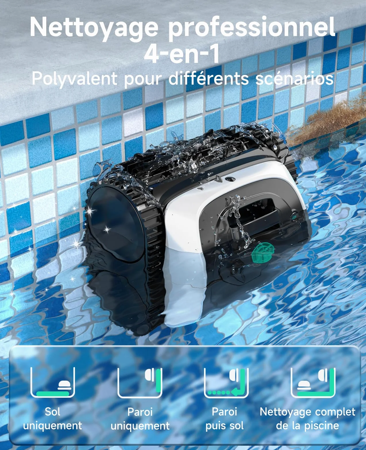 WYBOT C1 Robot Piscine Fond et Parois 150 Min Aspirateur Piscine Intelligente Nettoyage Automatique Sol 150m²