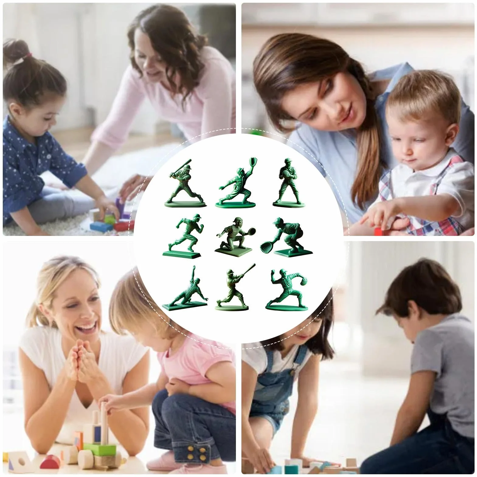 Figurines de baseball classiques, figurine de joueur de baseball vert | Catcher de lanceur de baseball 9x 3D Printing 2 pouces Statue - Collection des amoureux du sport Décoration de table pour la fam