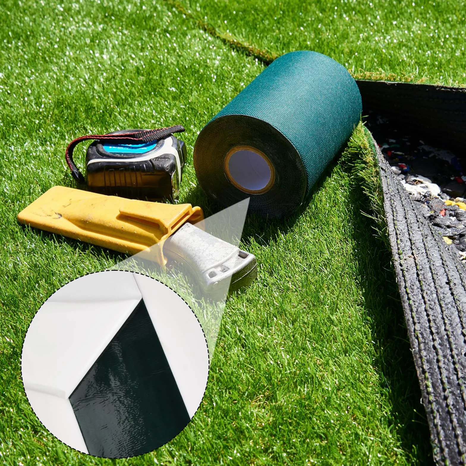 Ruban de Couture de Gazon Artificiel Vert 150mm x 5m Auto-Adhésif pour Tapis Artificiel