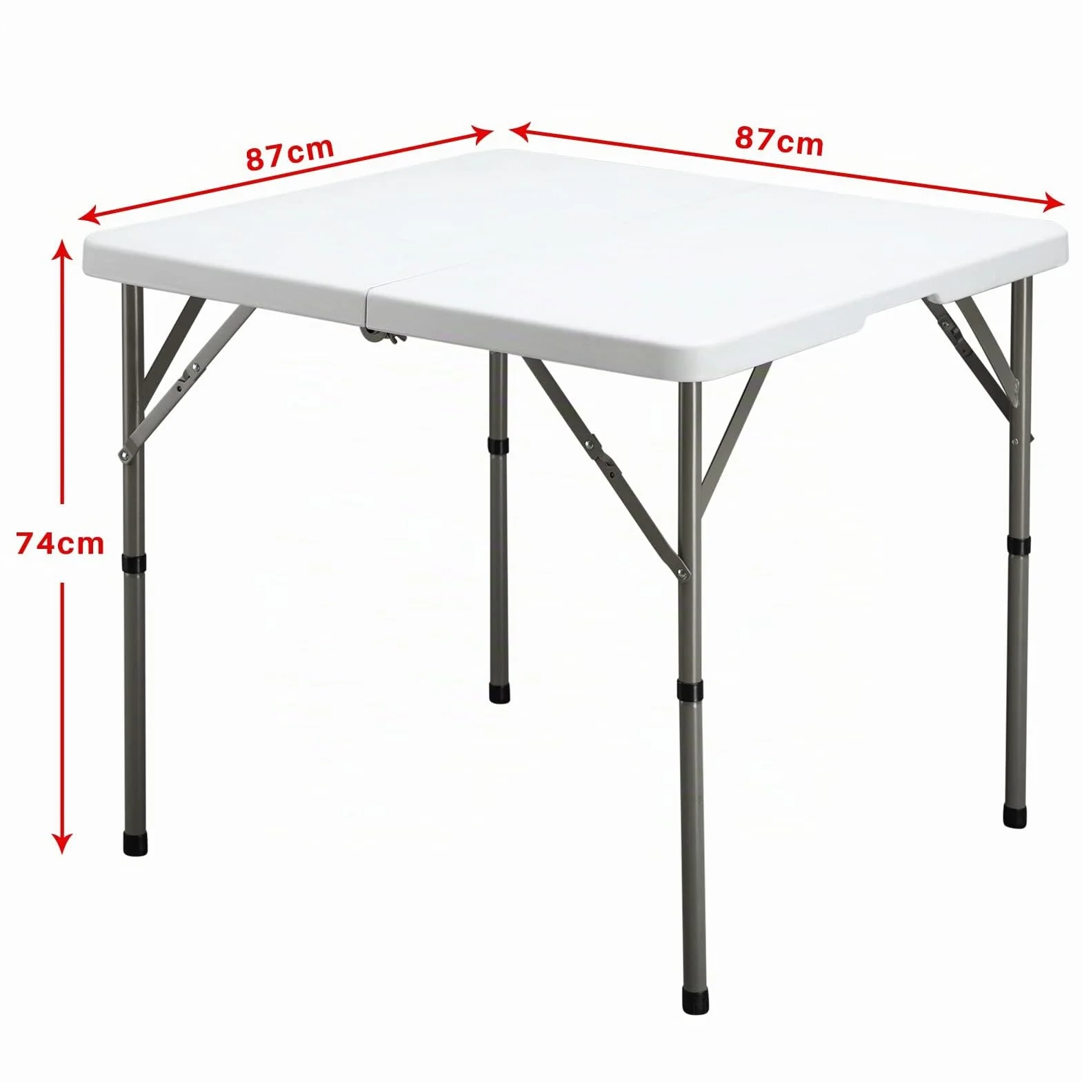 Table Pliante Carrée 87cm HollyHOME Petite Table pour Jardin Balcon Cuisine Camping, Blanc