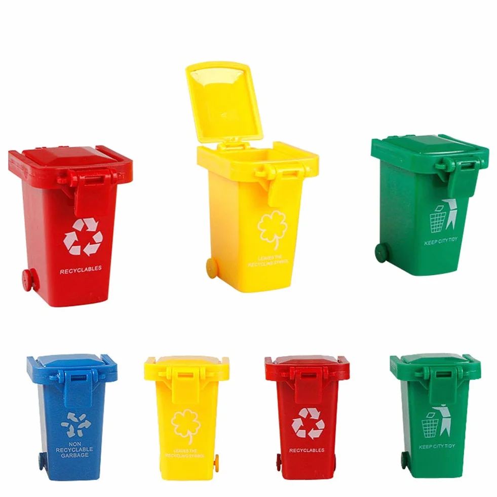 Lot de 4 Mini Poubelles Multicolores pour Enfants