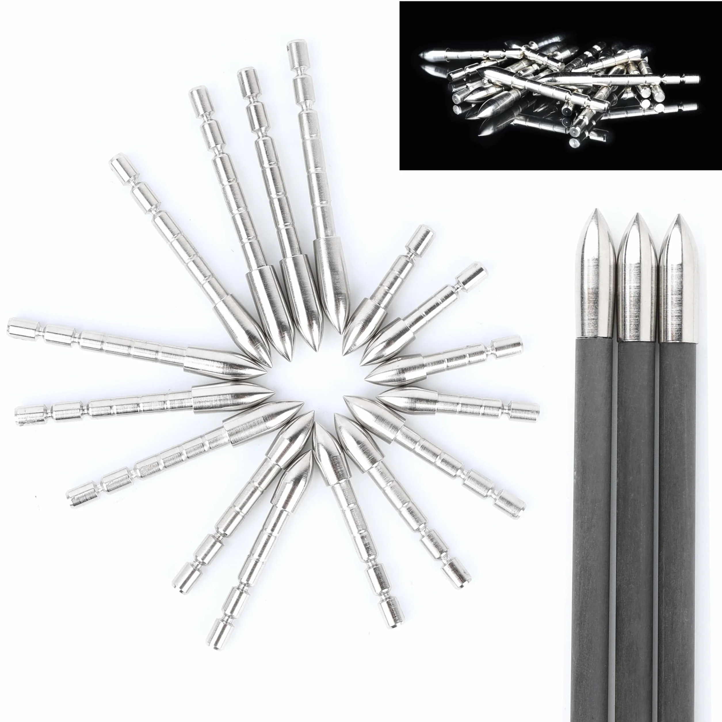 60/80/100/120 Grain Pointes de flèches de tir à l'arc pour 4.2mm Shafts Convient pour 300-1800 Spine Précision Chasse & Cible Pratique 24pcs