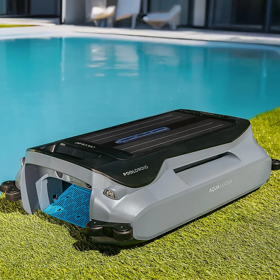 Cecotec Robot Nettoyeur de Piscine Conga Pooldroid AquaSkater Recharge Solaire Autonomie 16h Panier 4,5L Filtre 187,5 μm