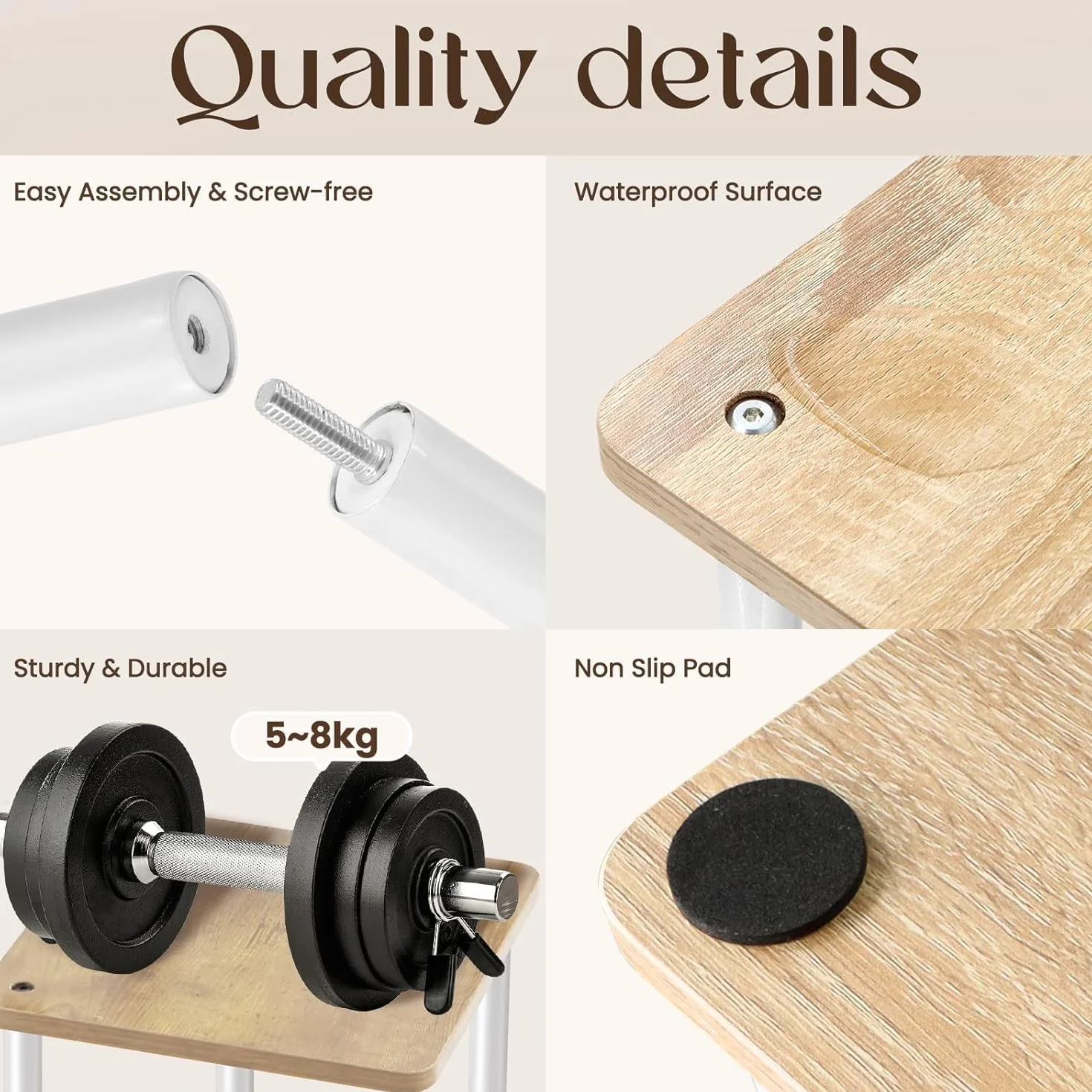 Étagère pour Plantes D'intérieur 106CM Haut Support en Bois pour Salon Terrasse Balcon Jardin (Blanc)