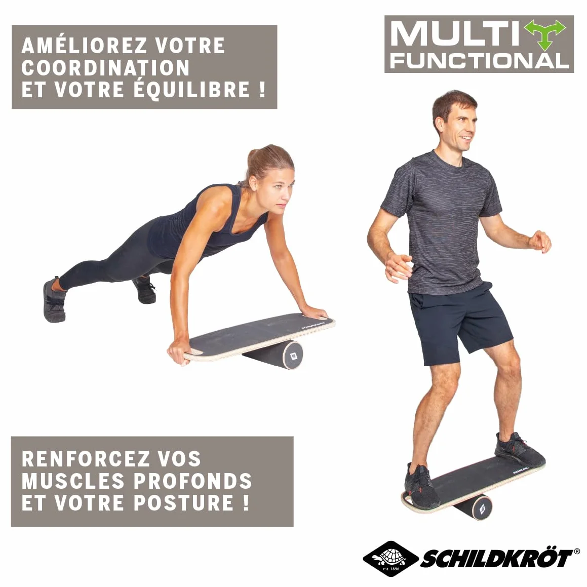 Schildkröt Planche d'Équilibre en Bois Véritable, Surface Antidérapante