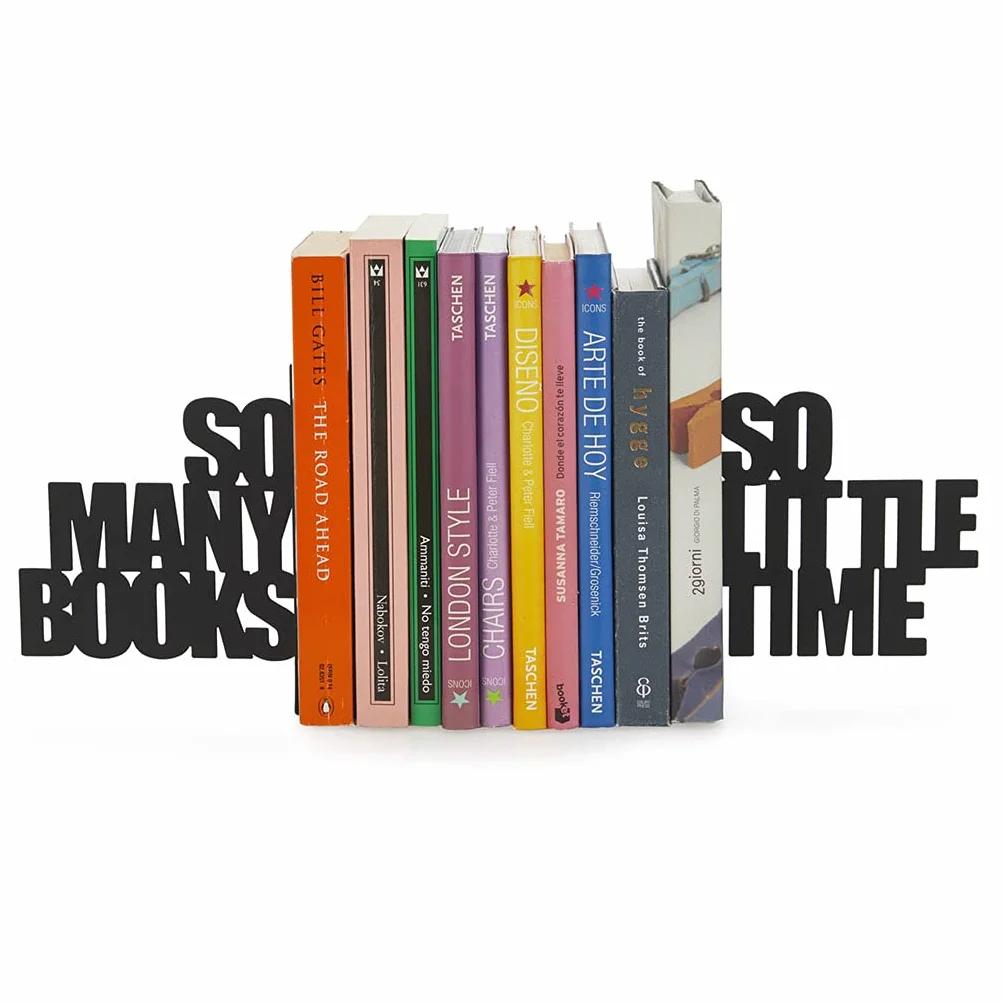 Balvi Serre-Livres décoratifs en métal Noir Set de Deux