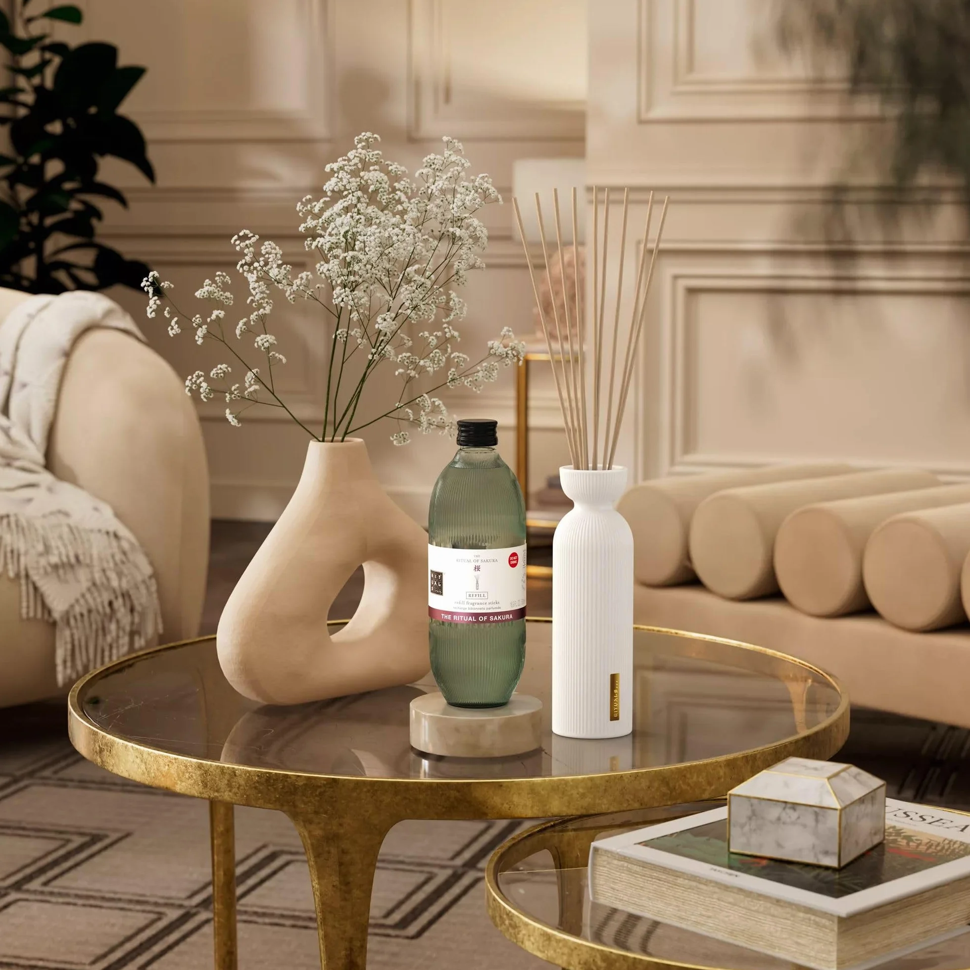 Rituals Diffuseur de Parfum Recharge Sakura 2x250 ML Bâtons parfumés Fleur de Cerisier Lait de Riz