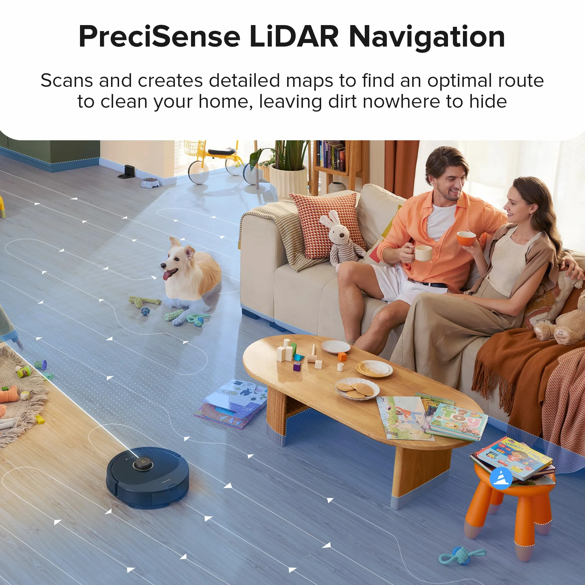 Roborock Q8 Max Aspirateur Robot Laveur 5500Pa Brosse DuoRoller Navigation PreciSense LiDAR Noir Reconditionné