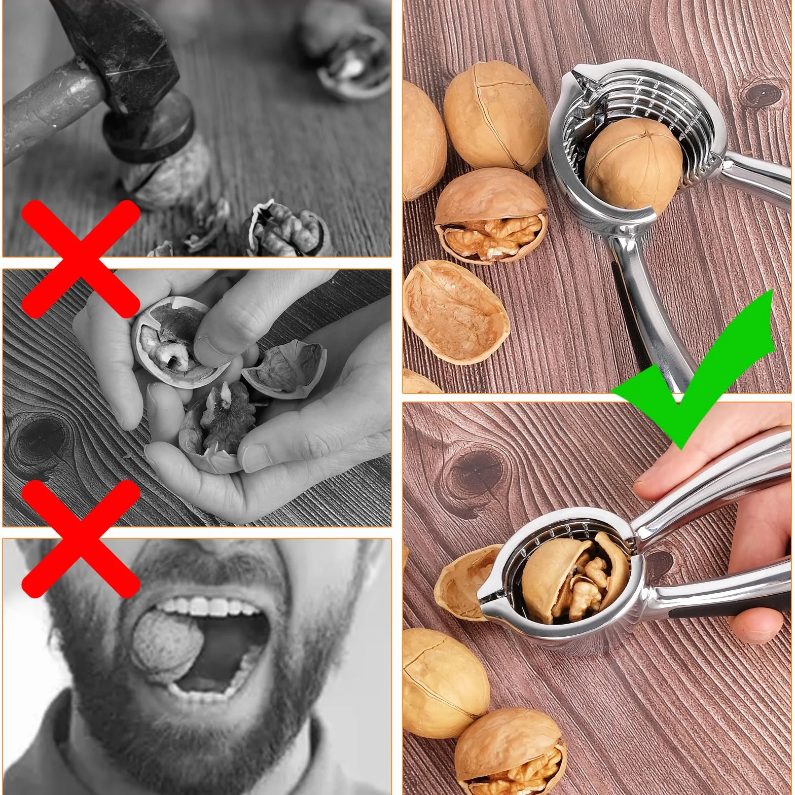Metal Nut Cracker Outil Ouvreur Pinces à Noix Robuste Poignée Antidérapante