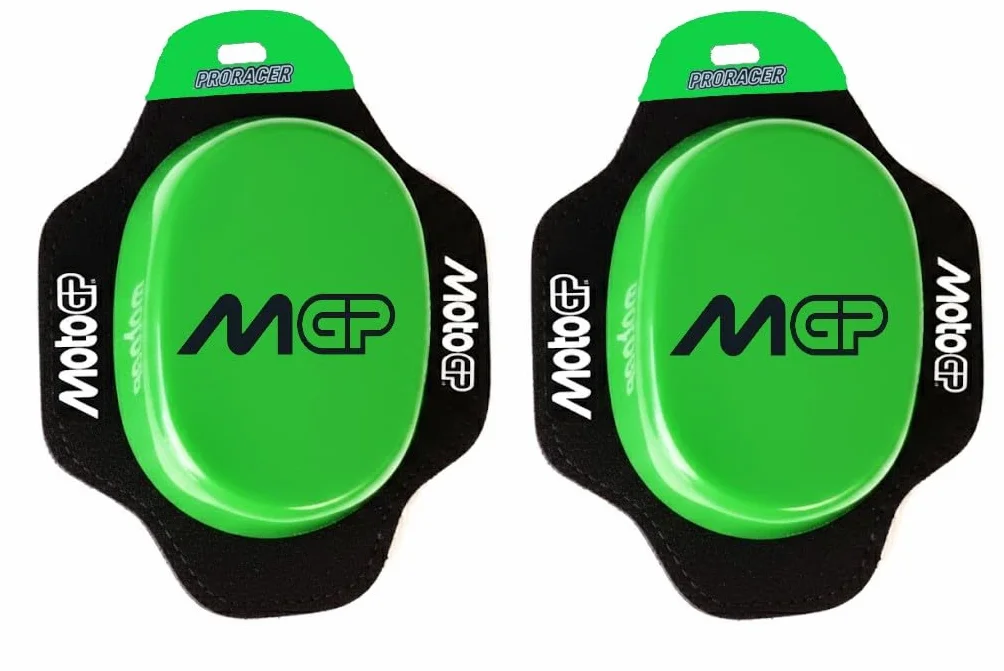 Genouilleres de Protection Sliders de Course pour Piste avec Logo MotoGP (Vert)