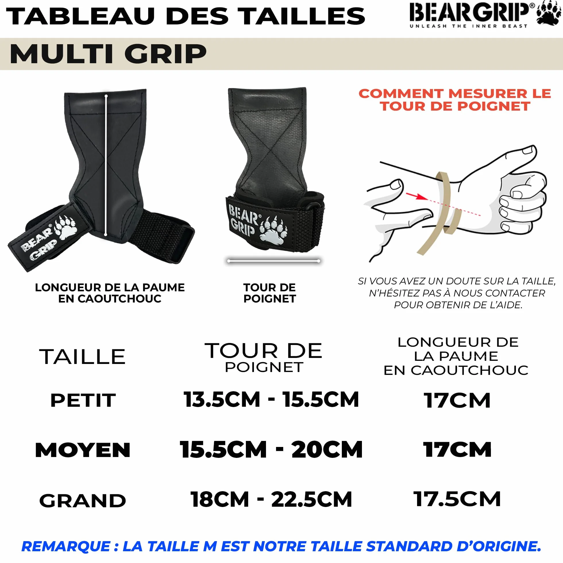 BEAR GRIP Gants de Musculation Haut de Gamme à Sangles et Crochets, Ultra-résistants, pour haltérophilie, soulevé de Terre et Force athlétique