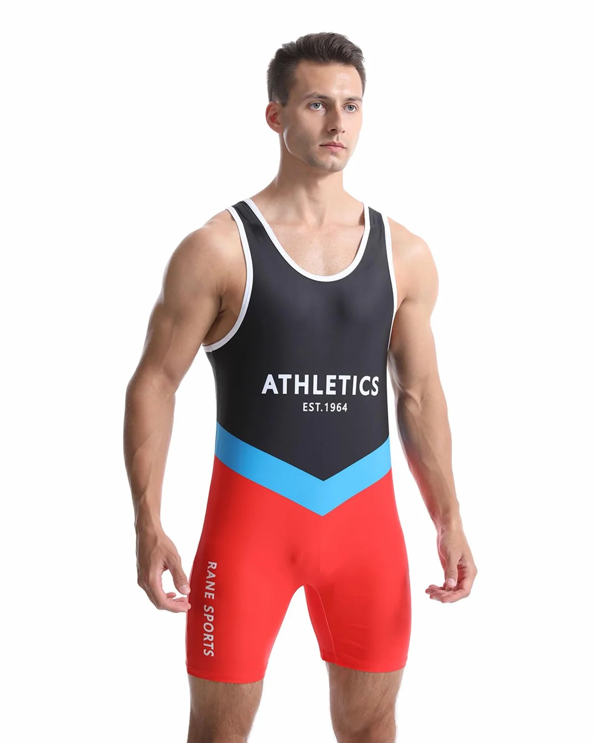 Combinaison de lutte pour homme - Tenue de sport moulante - Sans manches - Pour entraînement de gym, haltérophilie