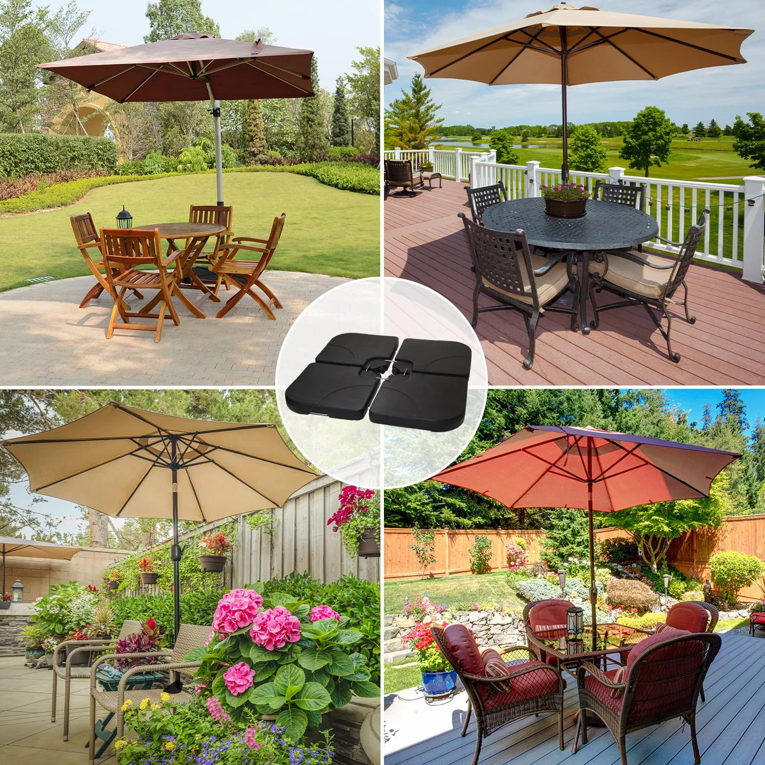 Montafox Lestage pour parasols Dalles de Parasol Pied en Croix Noir 60 litres / 100 kg