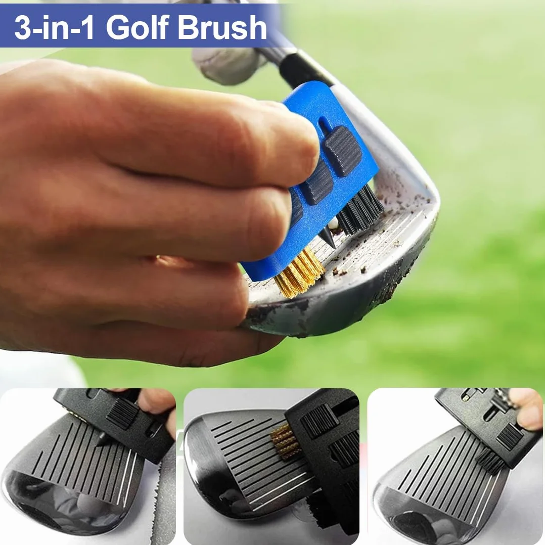 Lot de 3 brosses de golf 3 en 1 plastique nettoyage rainures cuivre 3 trous