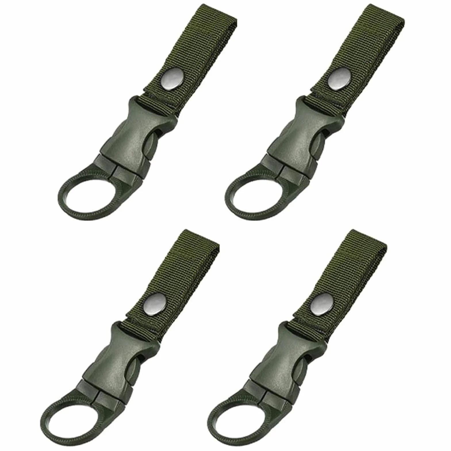 Porte Bouteille d'eau Clip,4 PCS Nylon Boucle de Bouteille d'eau Boucle de Bouteille d'eau Sangle Suspendue Clips de Porte Bouteille de Ceinture en Nylon (Vert Militaire)