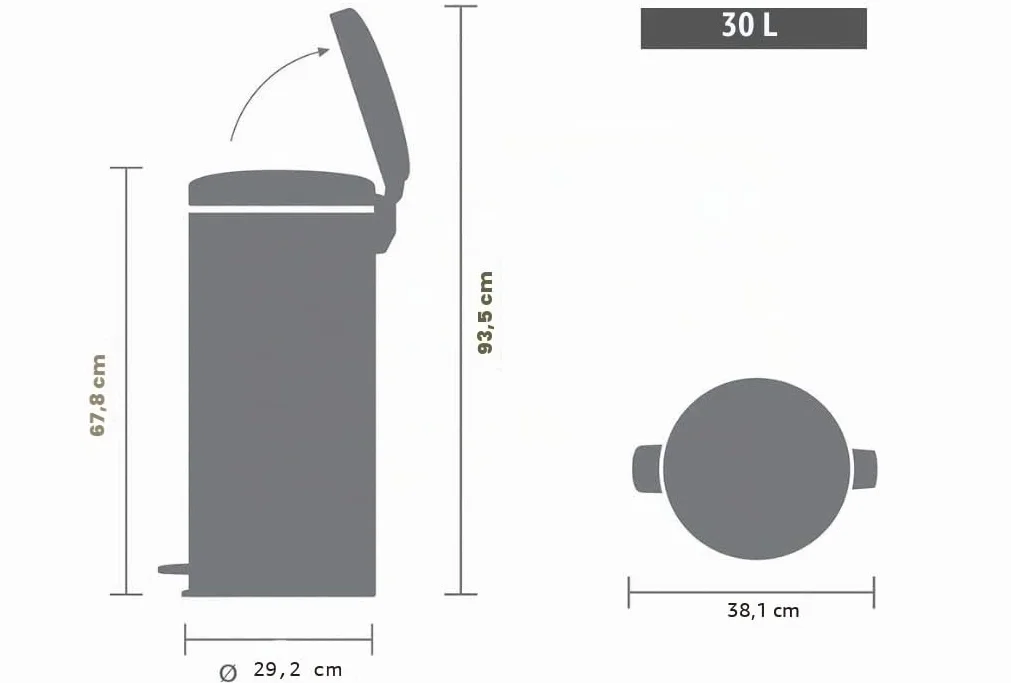 Brabantia Poubelle à Pédale Newicon 30L Noir Mat