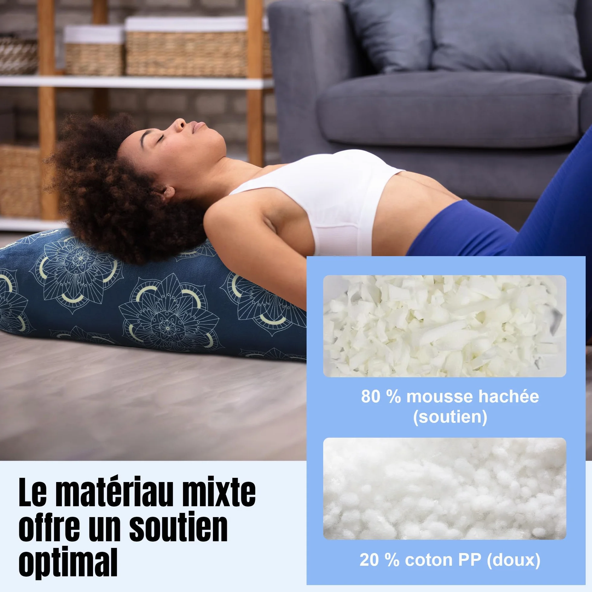 Coussin De Yoga, Coussin De Yoga Rectangulaire Pour La MéDitation RéParatrice, Coussin De MéDitation Avec PoignéE De Transport, 70 * 27 * 15 cm