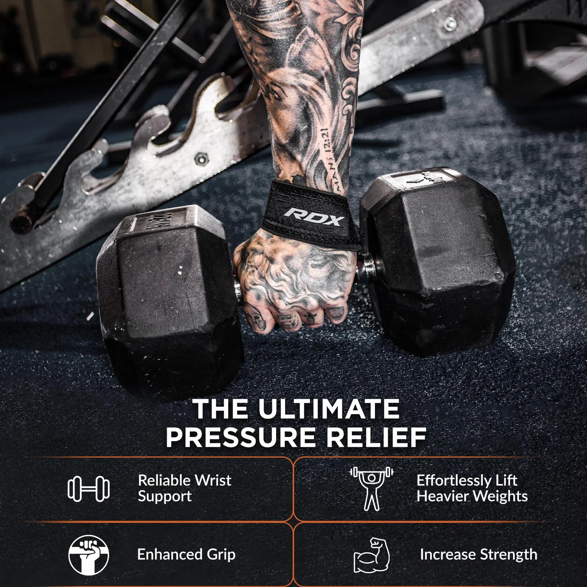 RDX Sangle Musculation Gym Support de Poignet Fitness Lifting Straps Entraînement Bodybuilding Haltérophilie Flex Gel Grips