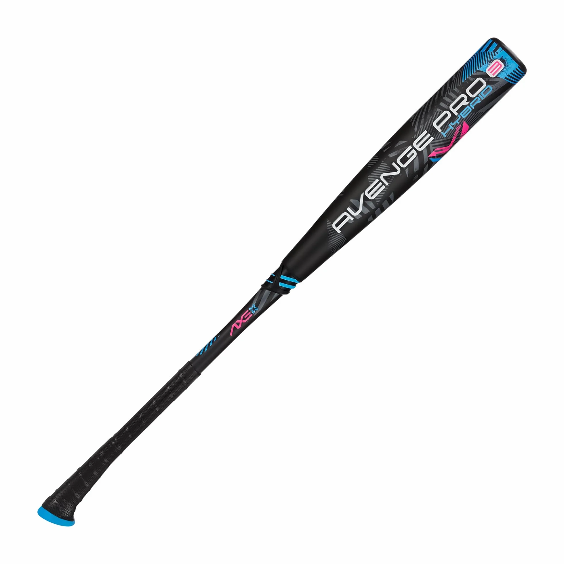 Axe | Avenge Pro 3 Hybrid | Batte de baseball BBCOR | Drop -3 | Hybride 3 pièces | Corps de 6,3 cm | Noir/Bleu/Rose