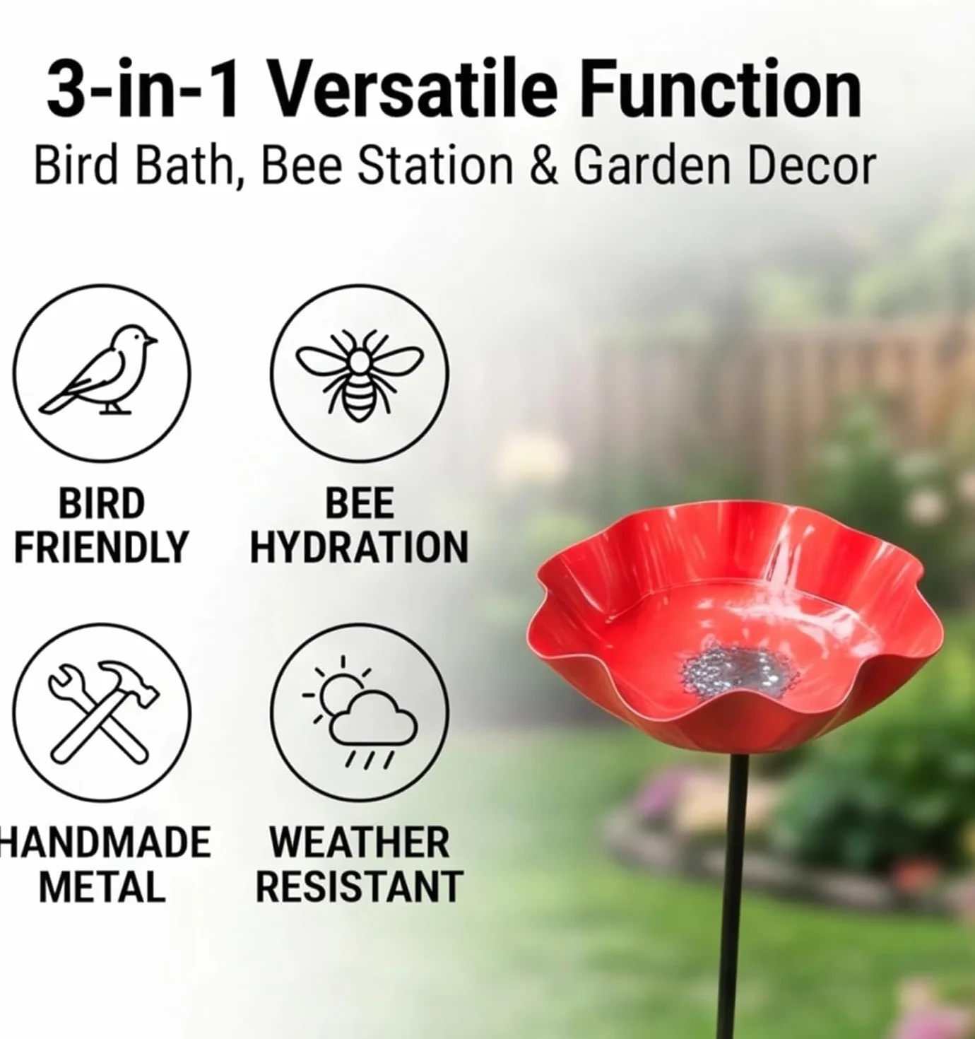 Bain d'oiseaux Extérieur Vasque de Jardin Pied Mangeoire Oiseaux Abreuvoir Alimentation Abri