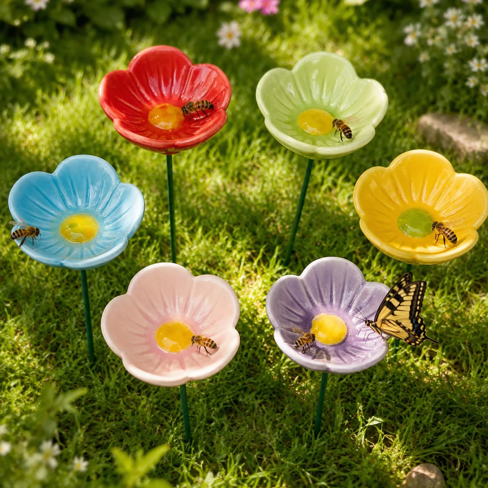Abreuvoirs à abeilles en céramique lot de 6 - Abreuvoir à insectes pour jardin avec prise