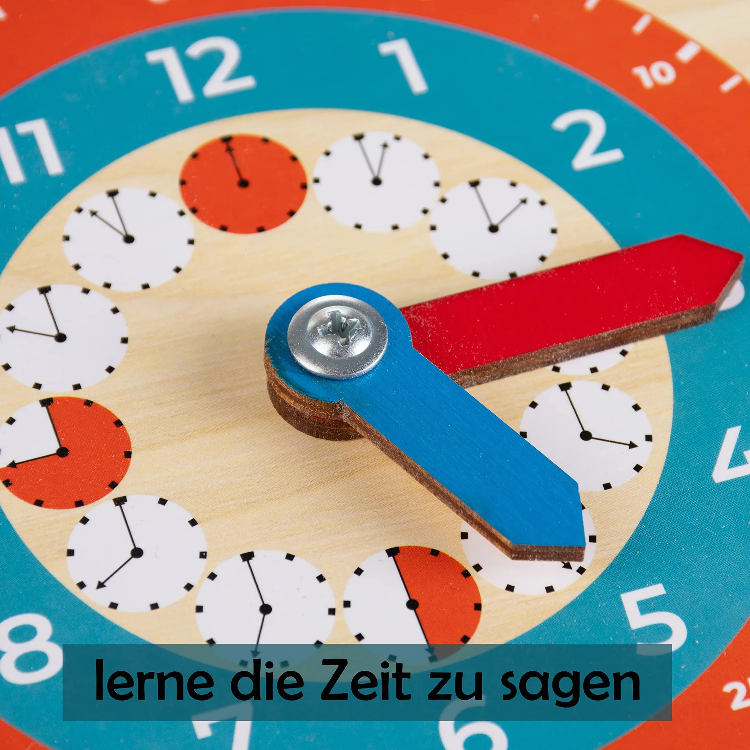 FANCY Jouet en bois Horloge éducative pour enfants Calendrier allemand apprentissage heure date jours semaines mois saisons météo