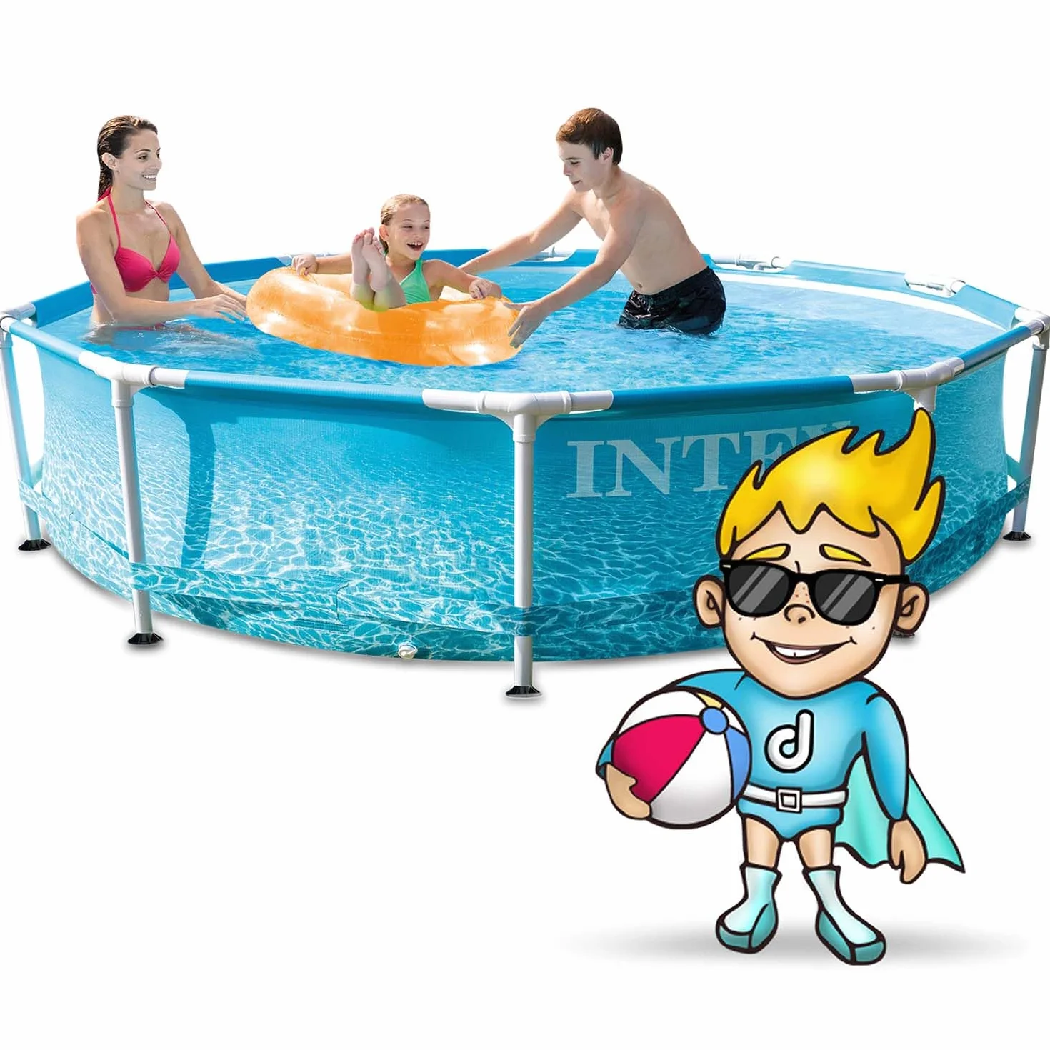 Intex kit piscinette tubulaire ocean 3,05 x 0,76m