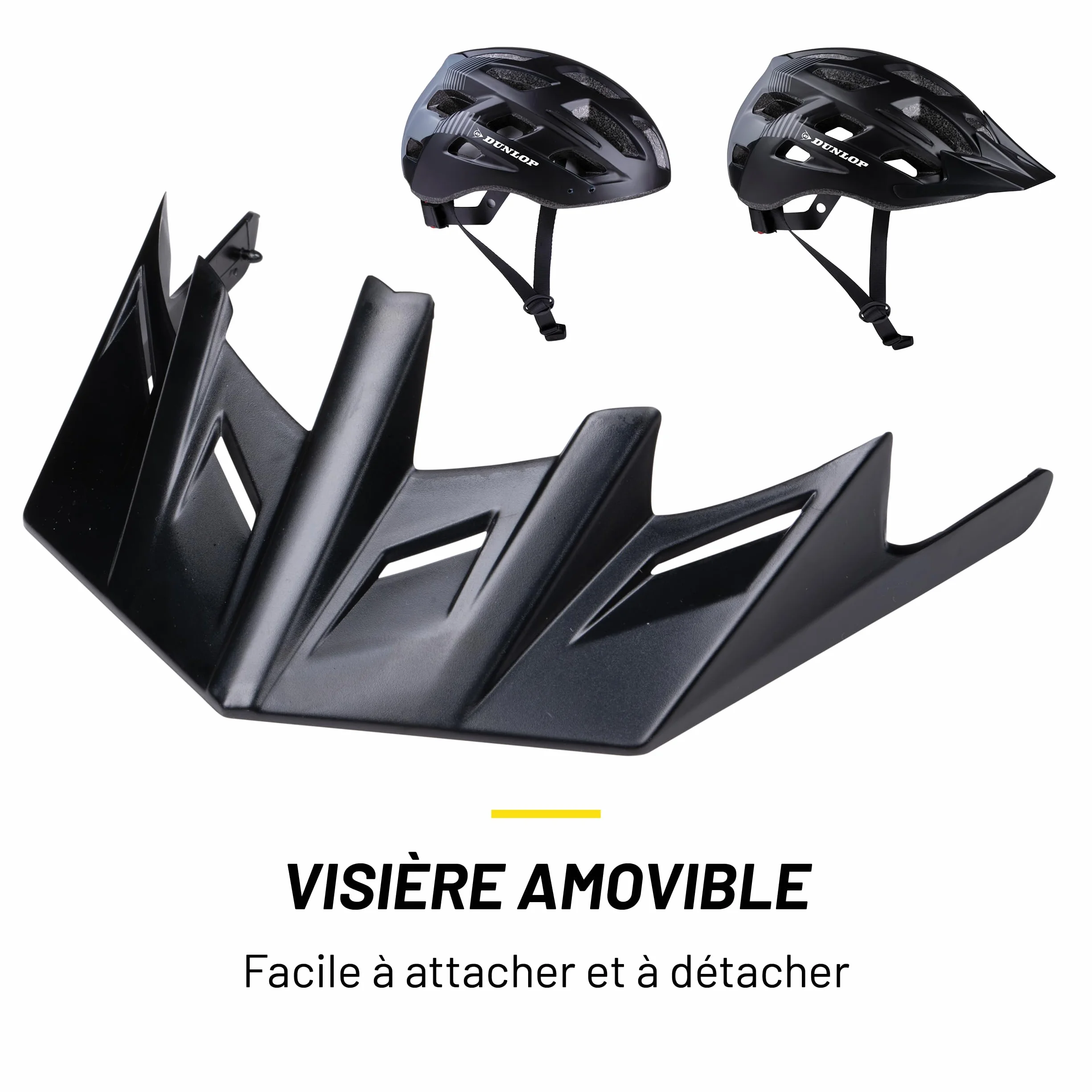 Casque Vélo Lumière LED Réglable 55-58 CM Noir