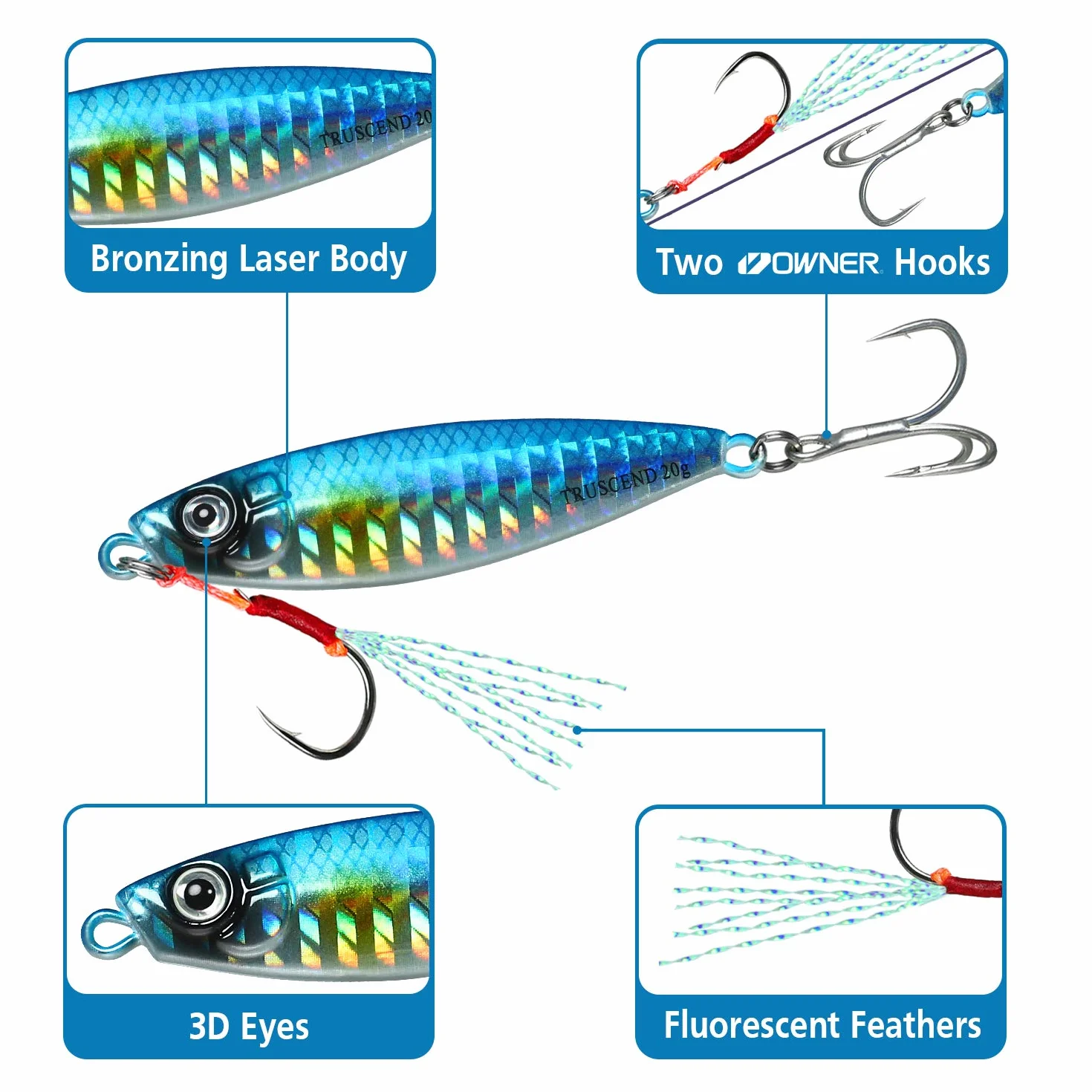 TRUSCEND Leurres Spinner de Pêche Excellents pour la nage ou Le Jigging en Eau Douce et Salée, Leurres Queue de Coq pour Truite, Bar, Brochet, Perche, Silure, Sandre, Appât à Lame avec Lame en Cuivre