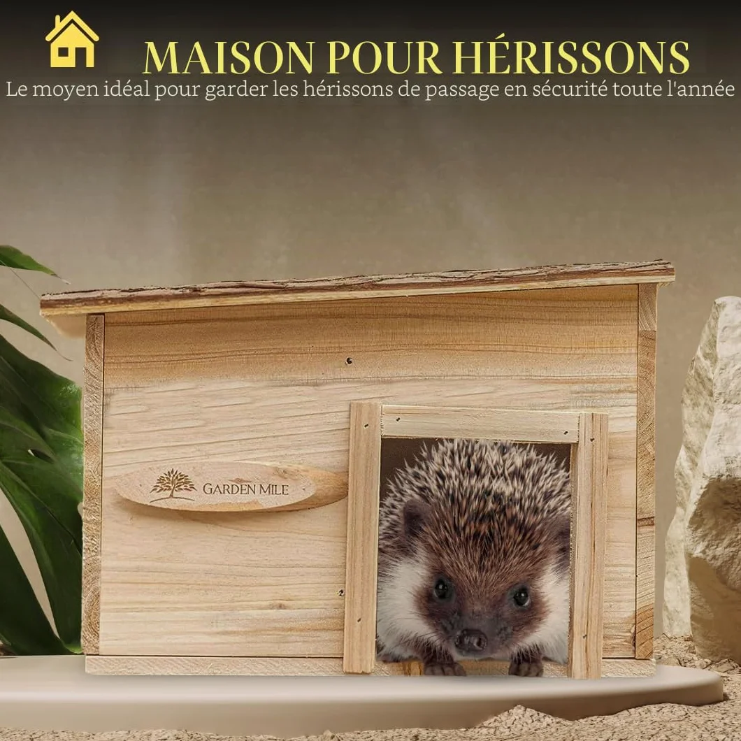 Maison pour hérisson en bois durable résistant aux prédateurs avec toit en feutre
