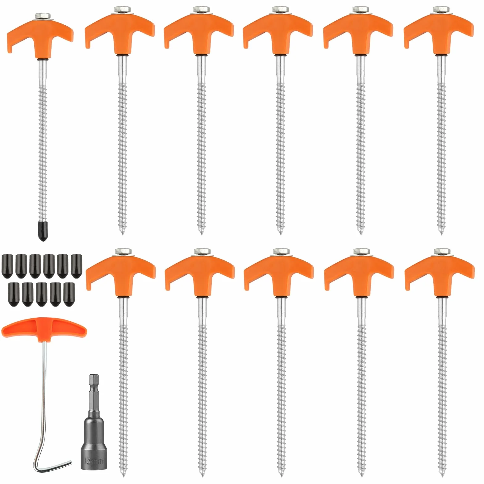 11 Pcs Piquets de Tente à Visser en Fileté Rotatifs, Piquet de Tente a Visser, 20,5 cm Piquets de Fixation Camping Stables, pour Sardines de Fixation Tentes, Clous Piquet Ancrage au Sol Dur
