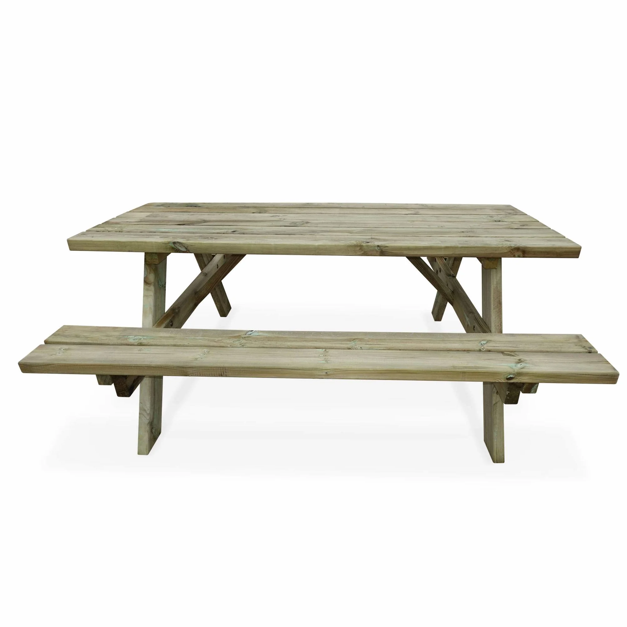 Alice's Garden Table de Pique Nique Bois de Pin 6 Places avec 2 Bancs Rabattables