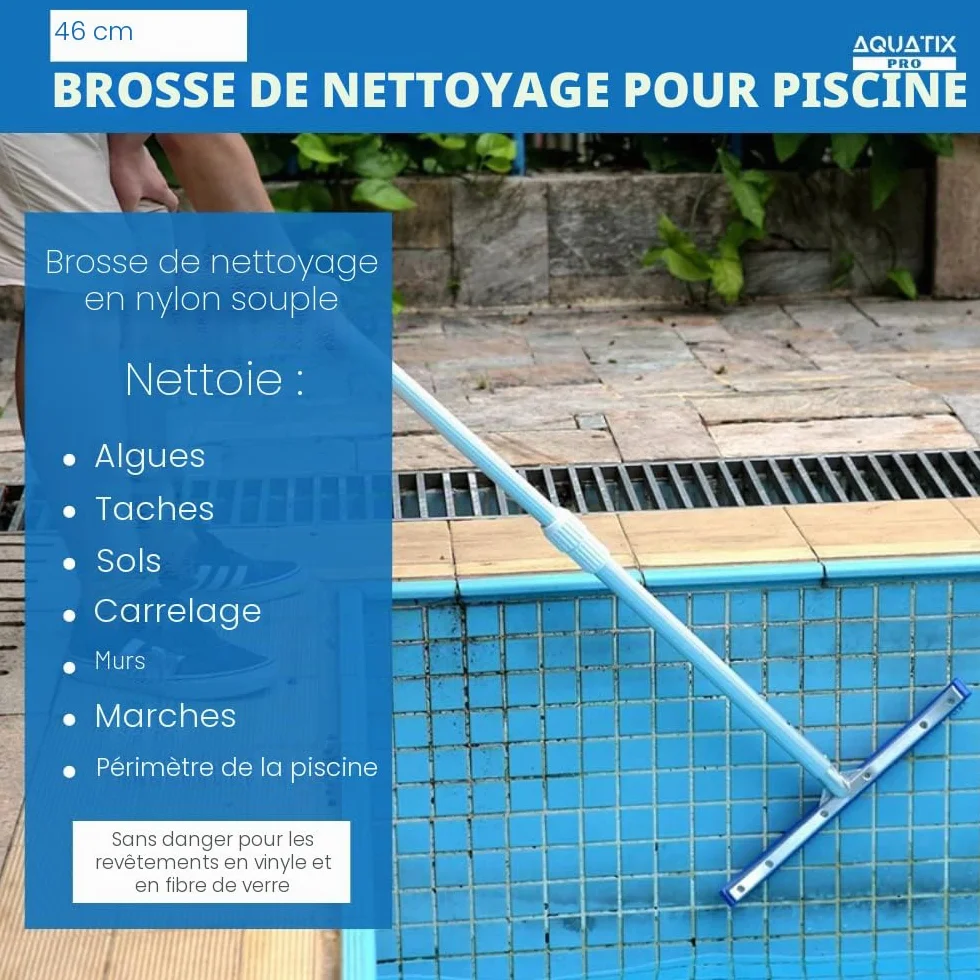 Aquatix Pro Brosse de Nettoyage pour Piscine 18" Aluminium Premium Tête de Brosse Heavy Duty