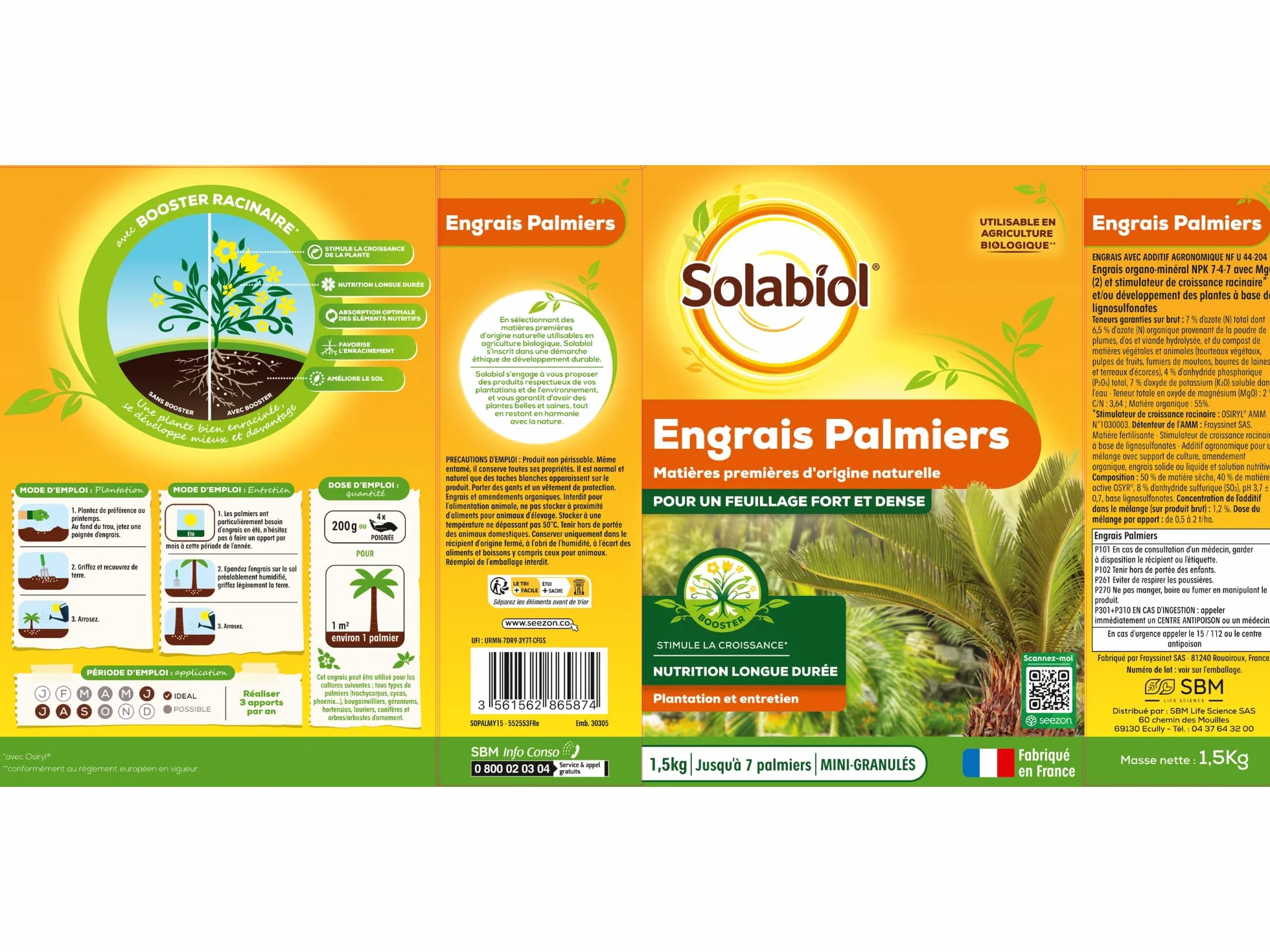 Engrais Palmiers Plantes Méditerranéennes 1,5kg SOLABIOL SOPALMY15