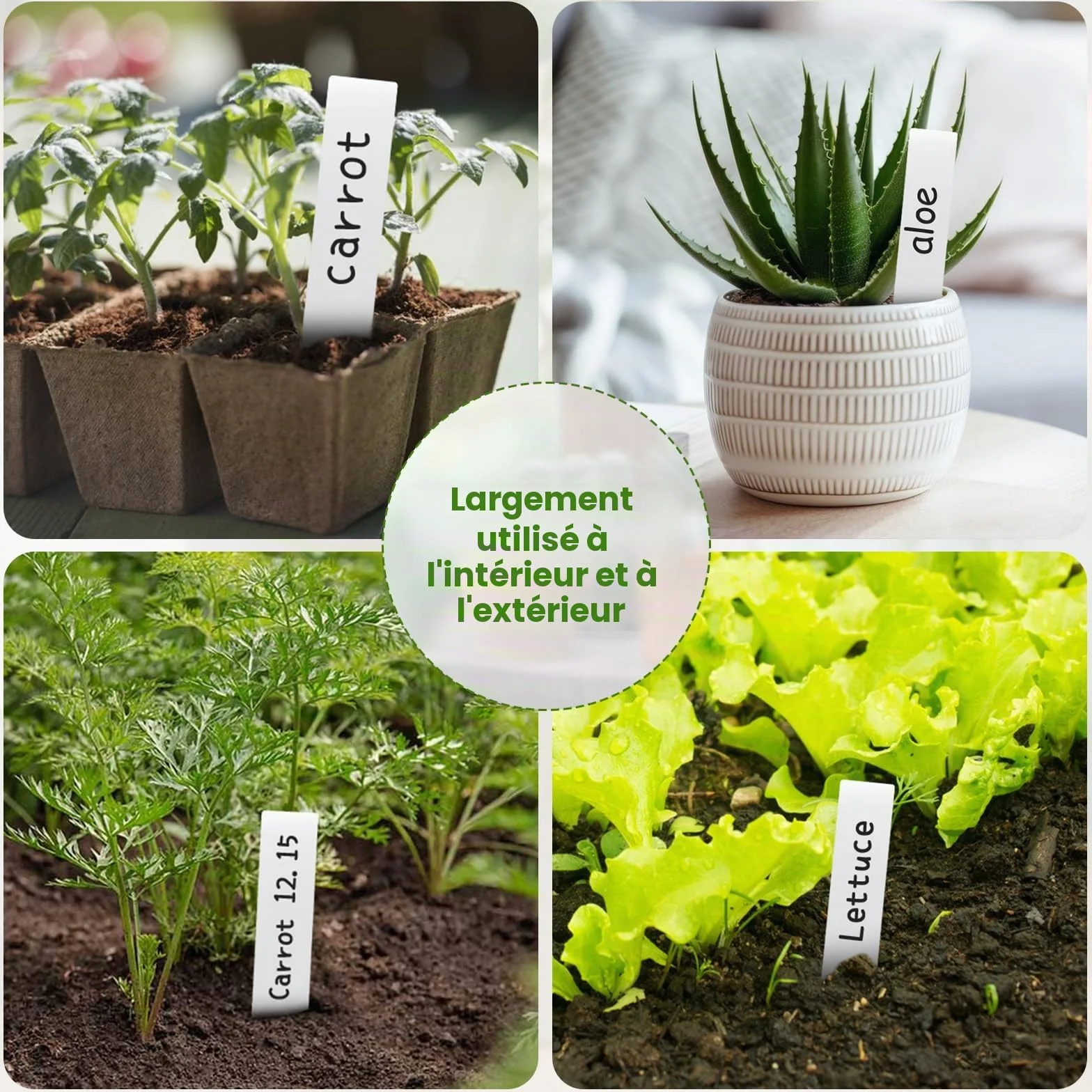 KINGLAKE étiquette en plastique pour plantes 100 pièces 10x2cm blanc