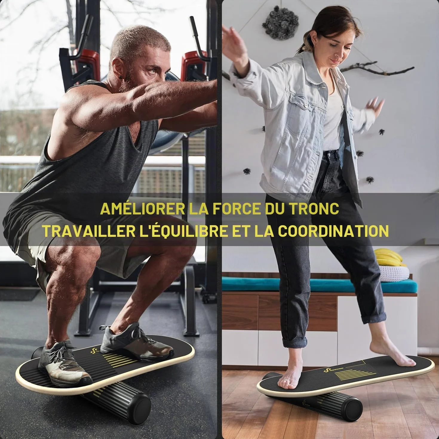 Sportneer Planche d'équilibre 7 modes avec arrêts réglables et balle 7,1 cm