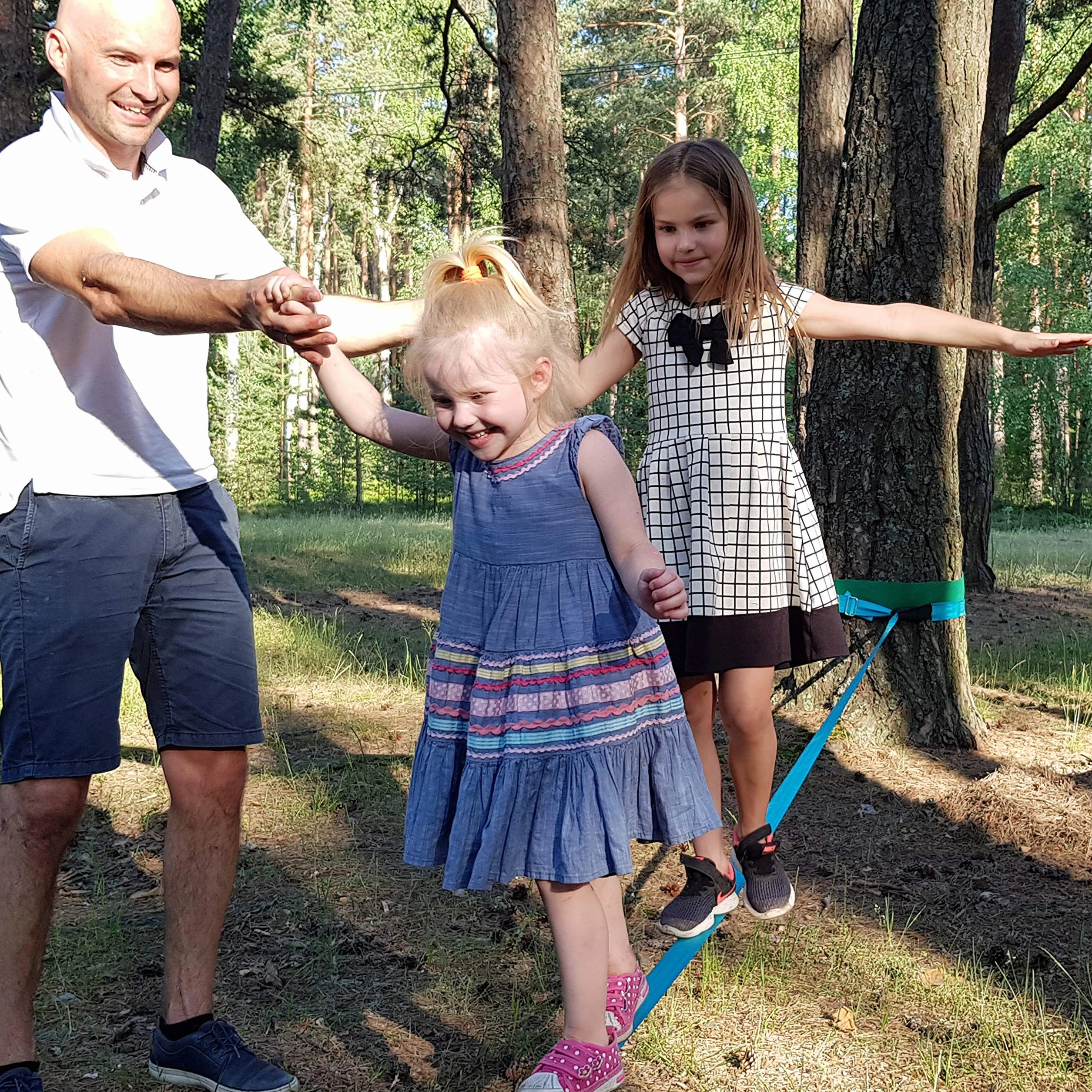 Slackline pour l'entraînement d'équilibre 50 'avec cliquet Industriel Robuste, Bande de Protection d'arbre et Sac de Transport - Slack Lines for Backyard - Slackline de Soutien de Ligne Ninja.