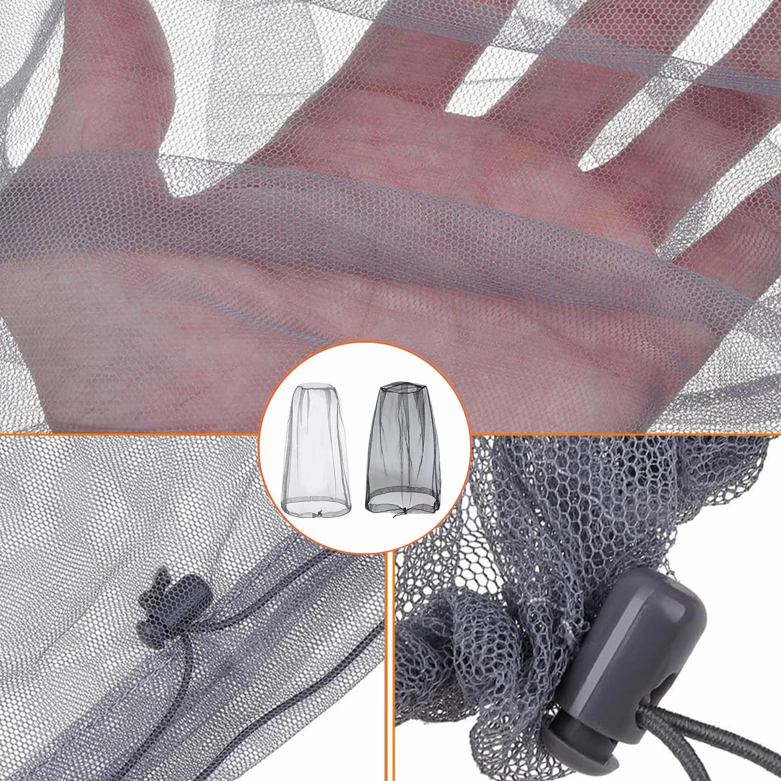 2 Pièces Filet de Tête de Moustique Moustiquaire De Tete Tête de Moustique Net Chapeau Moustiquaire Filet Anti-Insectes pour la Tête avec 2 Sacs de Rangement pour Apiculteur Camping Pêche
