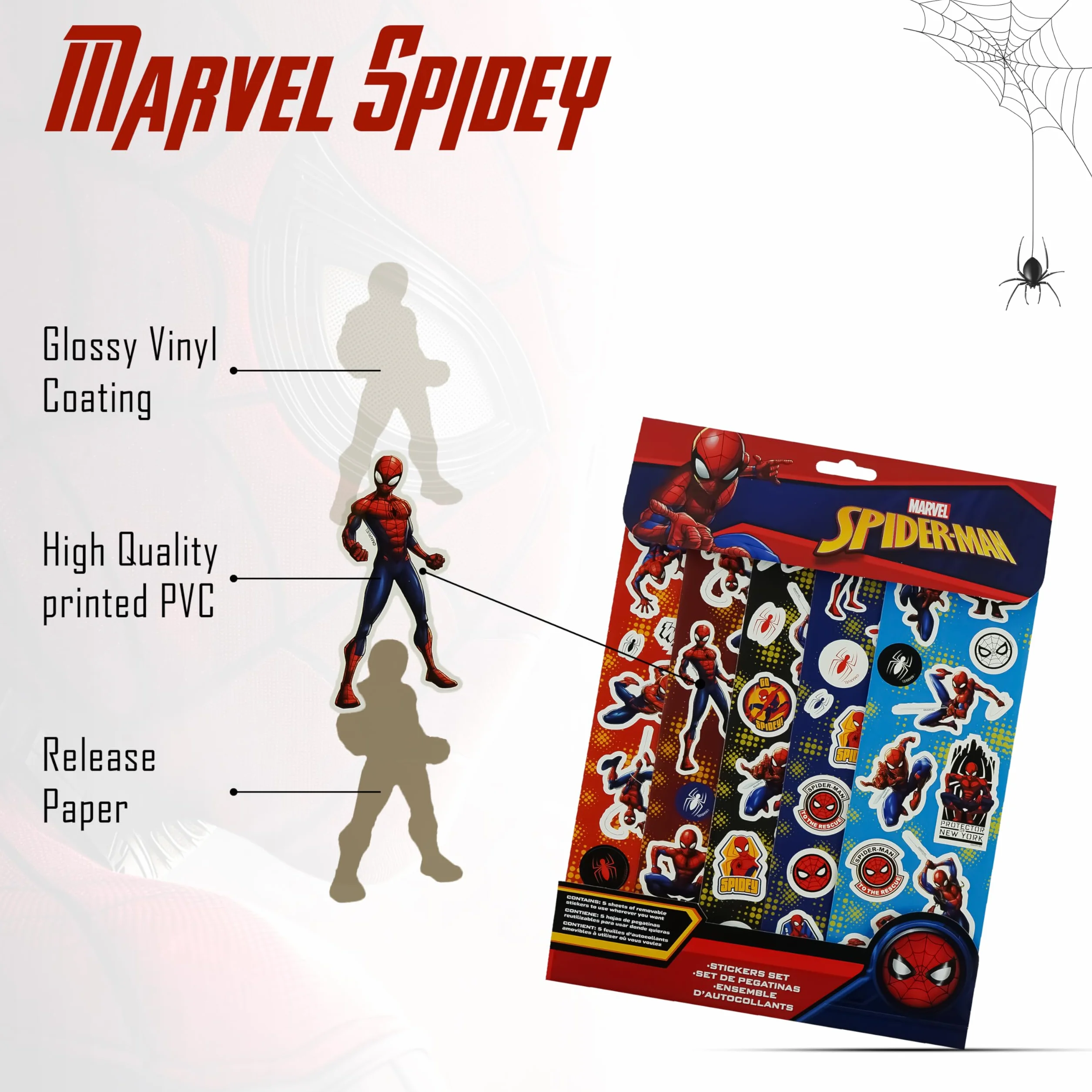 Stickers Spiderman pour enfants, autocollants Marvel pour garçons, décoration murale de fête