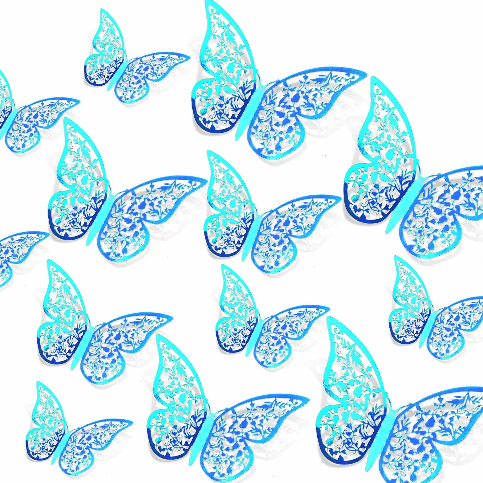 AIEX Ornements De Papillons 3D Autocollants Amovibles Bleu Arc-en-Ciel