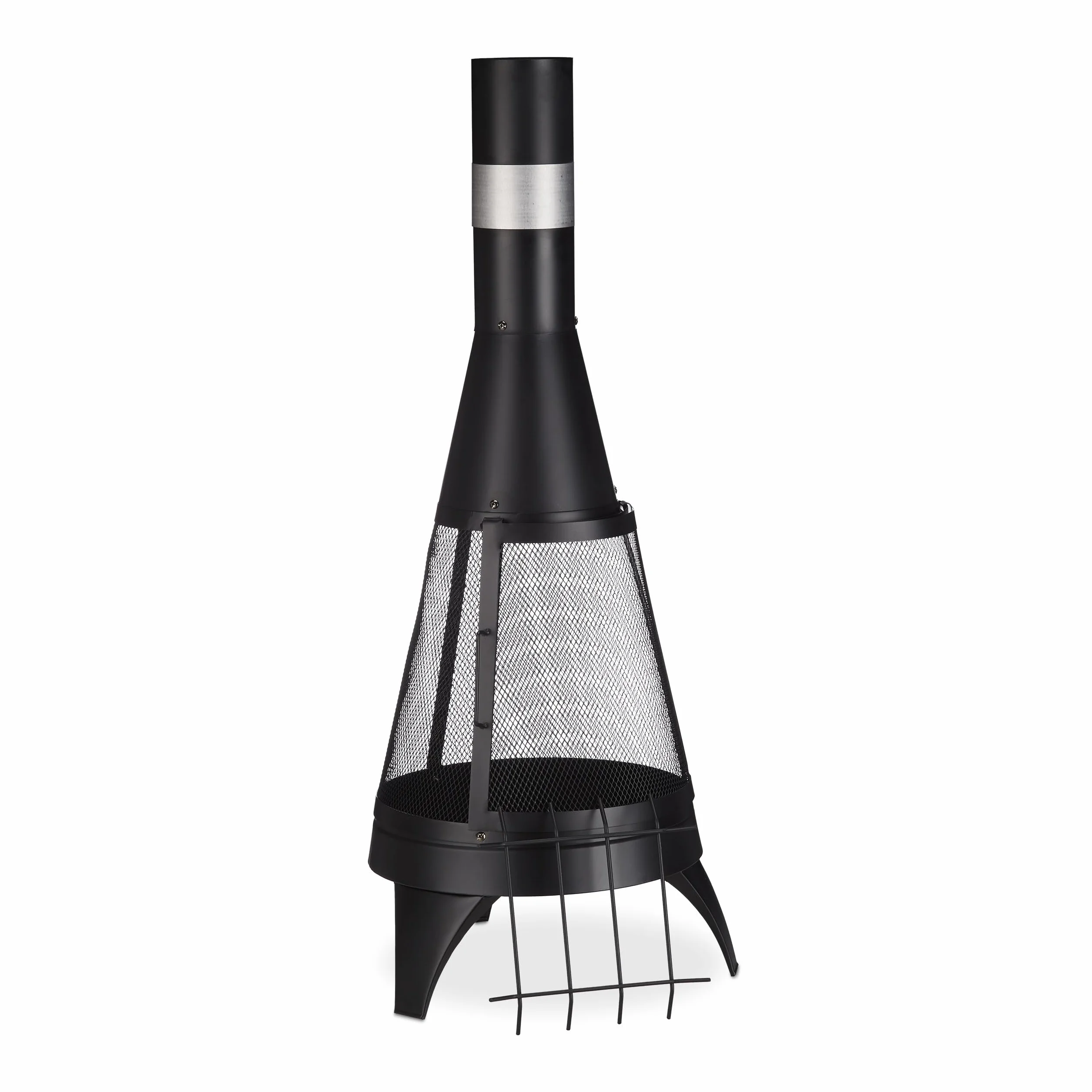 Relaxdays Cheminée de terrasse Pare-étincelle Grille tisonnier 120 x 47 cm Braséro Jardin Noir