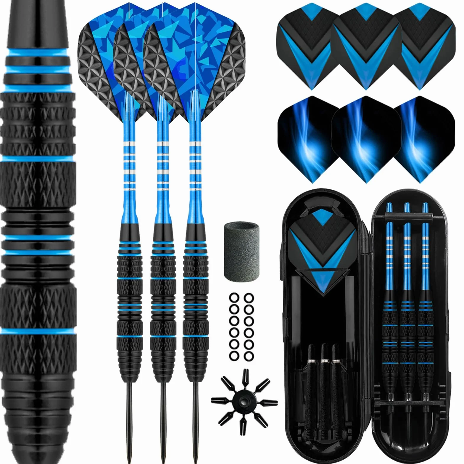 Jeu de fléchettes professionnelles avec pointe en acier - 3 tiges en aluminium - Fléchettes professionnelles avec pointe en acier