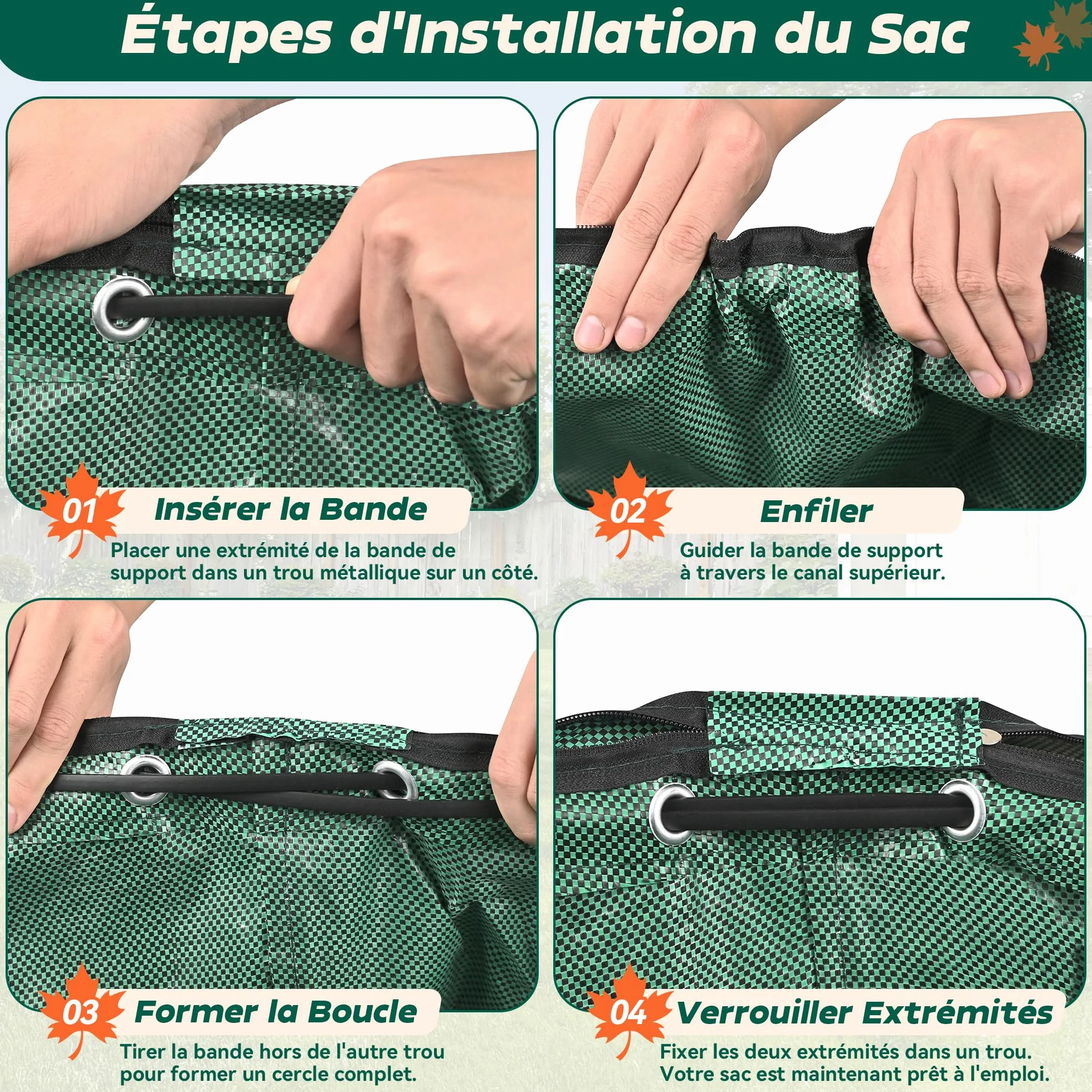 Sac Jardin 272 L Avec Couvercle Et Gants - 3 Sacs Déchets Verts