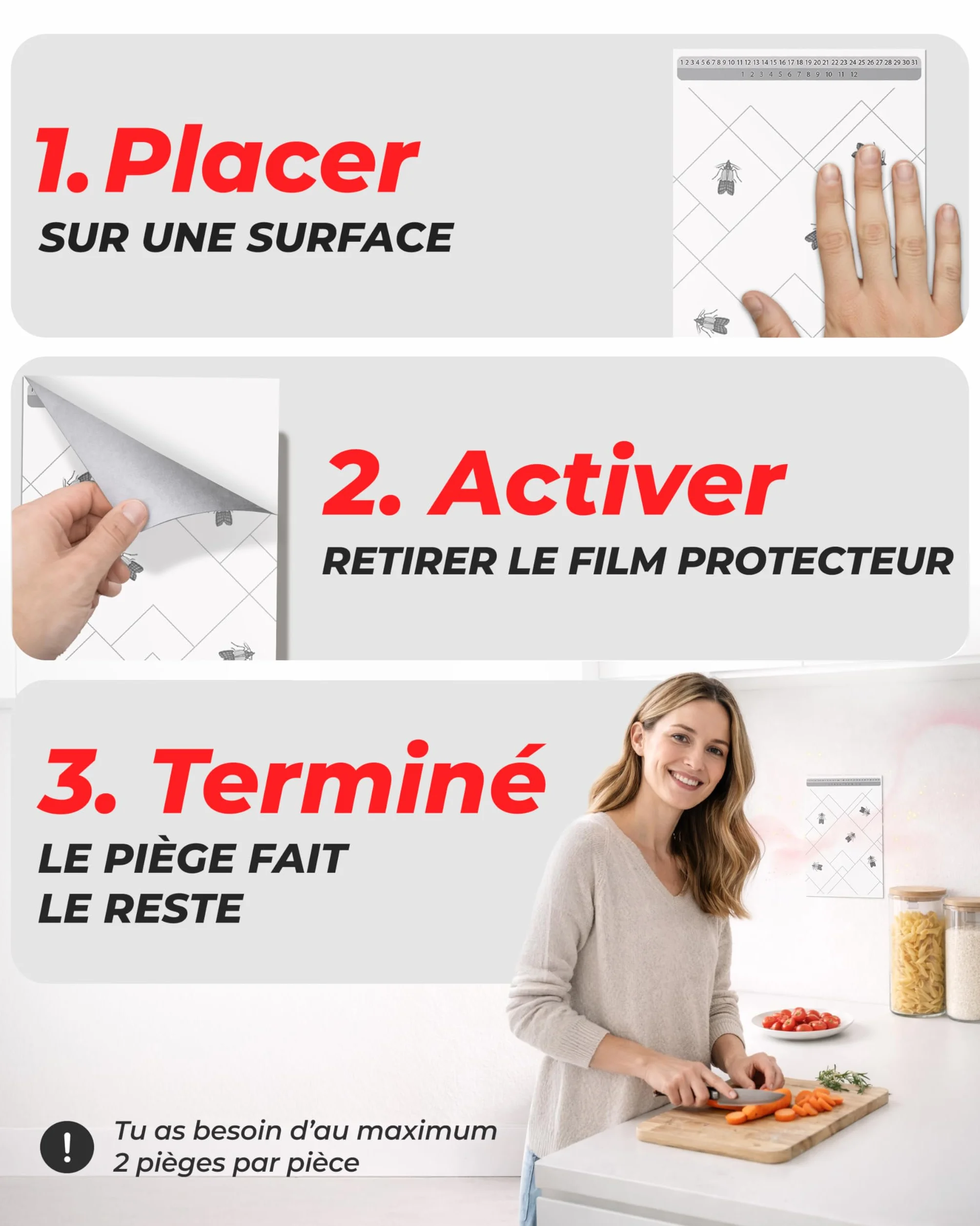 PIC Pièges à Mites Alimentaires 12 Pièges Anti Mites Alimentaires avec Phéromones Protection 8 Semaines