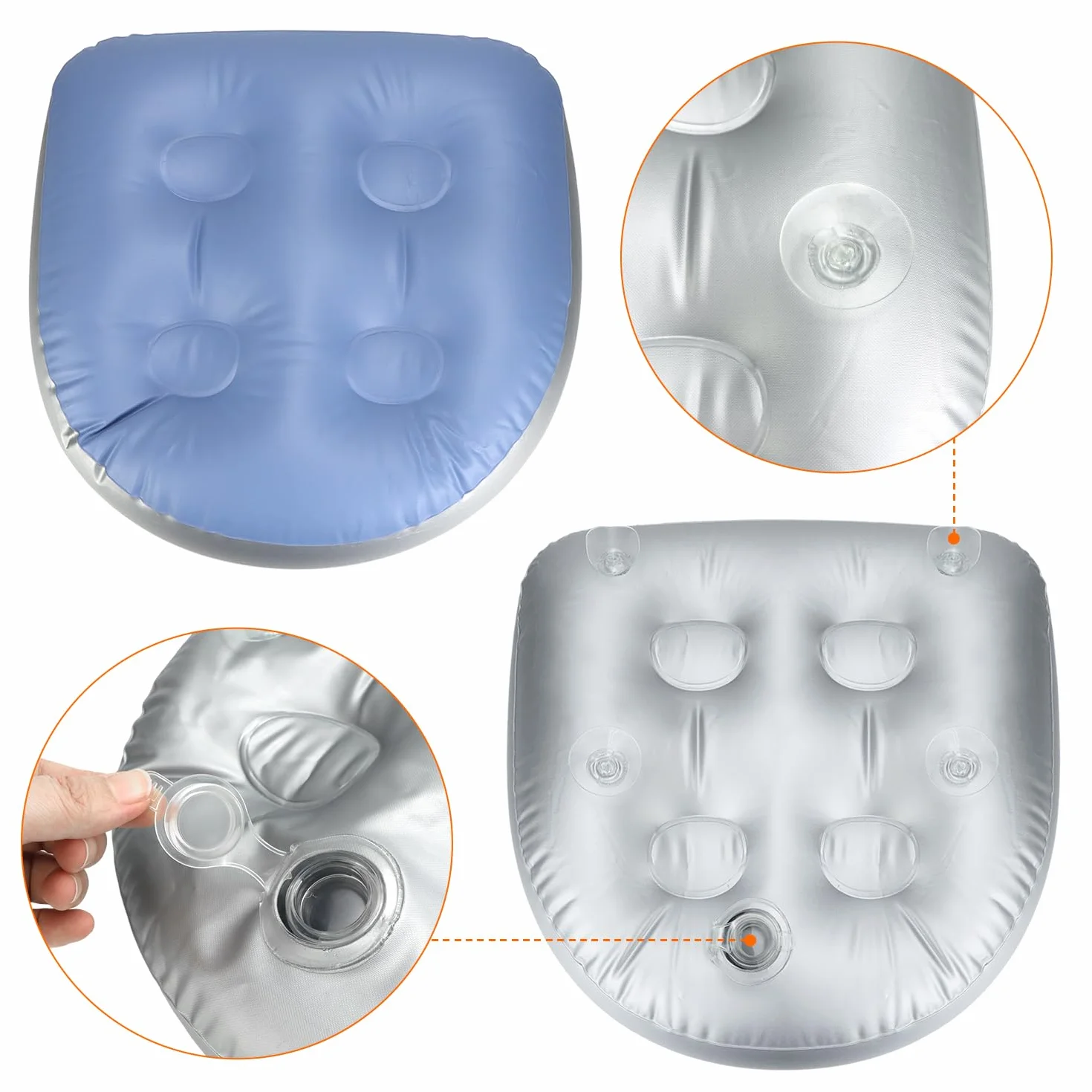 QWORK 2 Pièces Coussin de Siège Gonflable Spa Baignoire avec 4 Ventouses