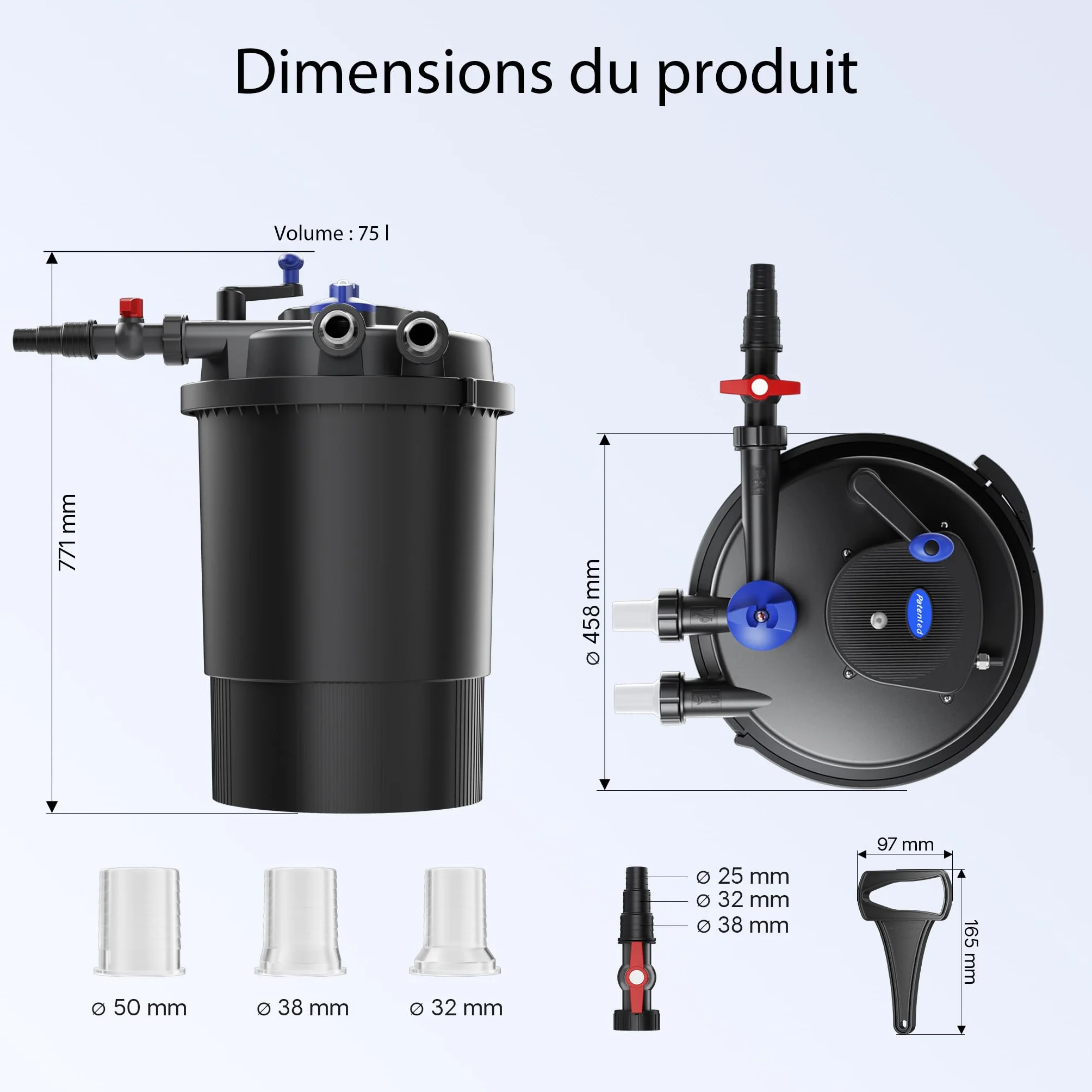 SunSun CPF-30000 Filtre de bassin à pression UVC 55 W 12000 l/h pour étang 60000 l
