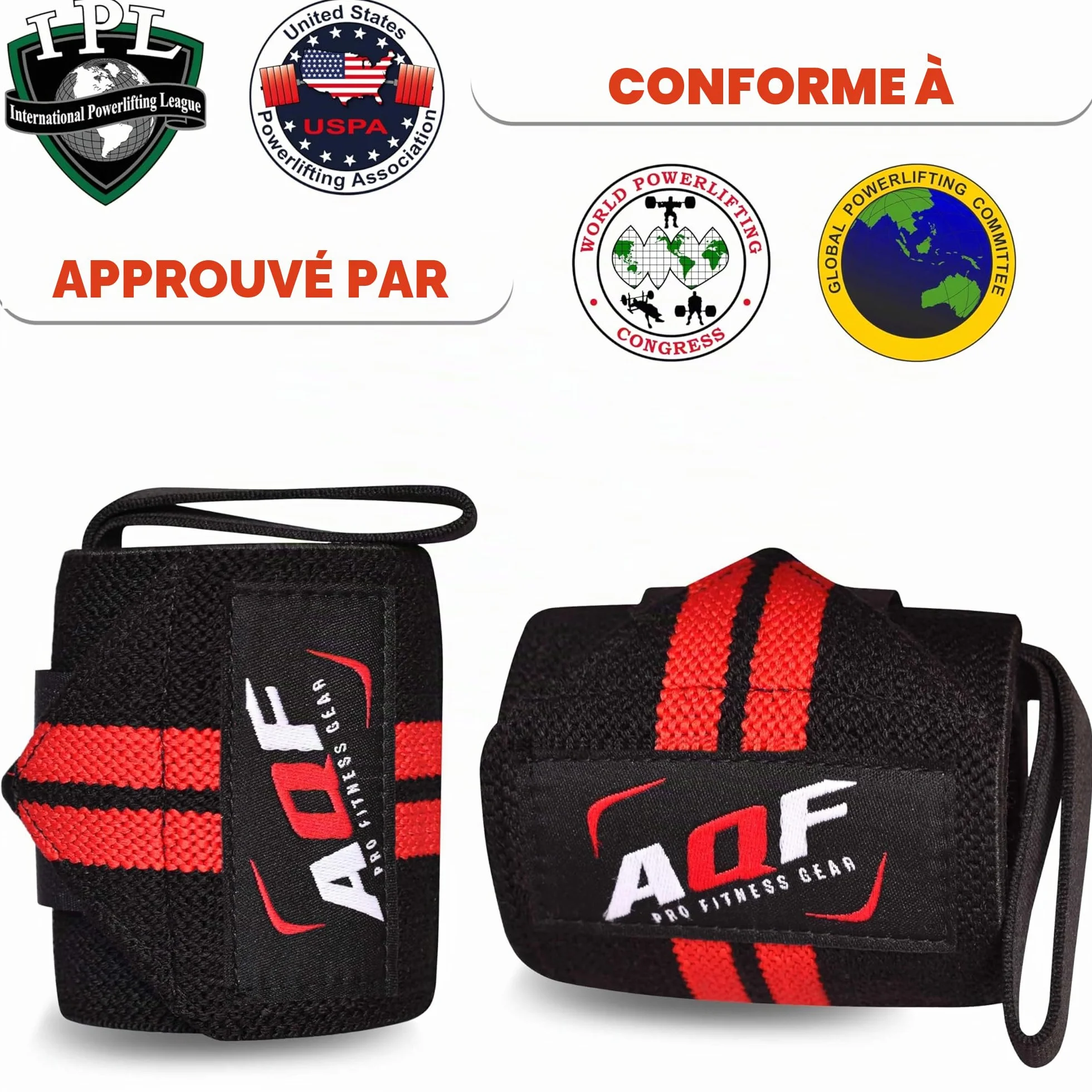 AQF Bande Poignet Musculation - IPL USPA Approuvé Protege Poignet (Paire) - Serre Attelle Poignet De Force Musculation Prennent Sangles Pour fitness, Bodybuilding, Musculation