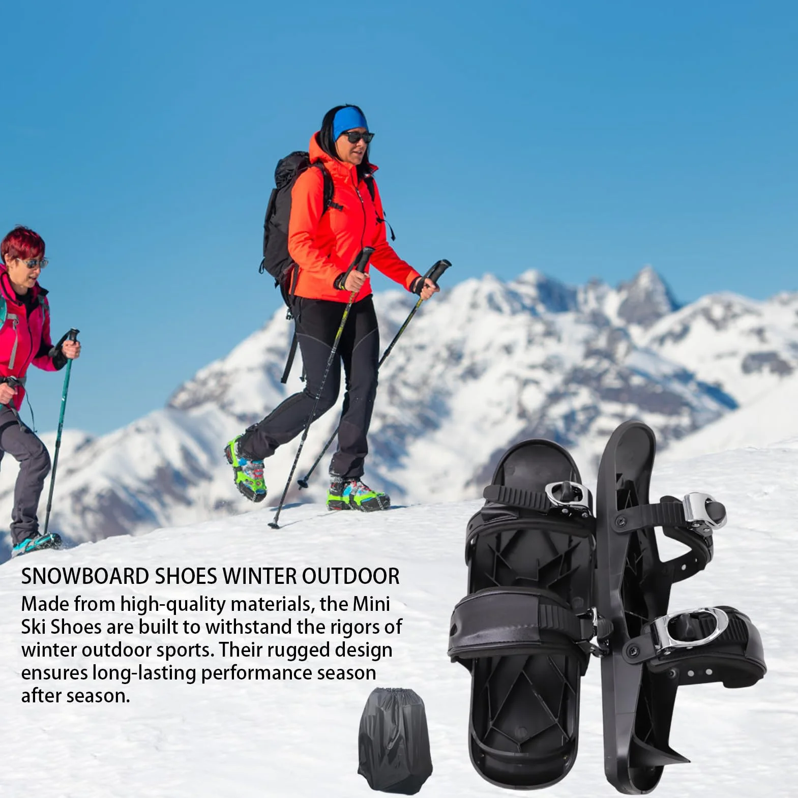 Mini Ski Skates, Chaussures De Ski Courtes Bottes Patins Neige, Skis Patins Neige Planches Courtes Chaussures Patinage Glace, Réglables Mini Skis Patinage Glace Raquettes Neiges Patinages Extérieur